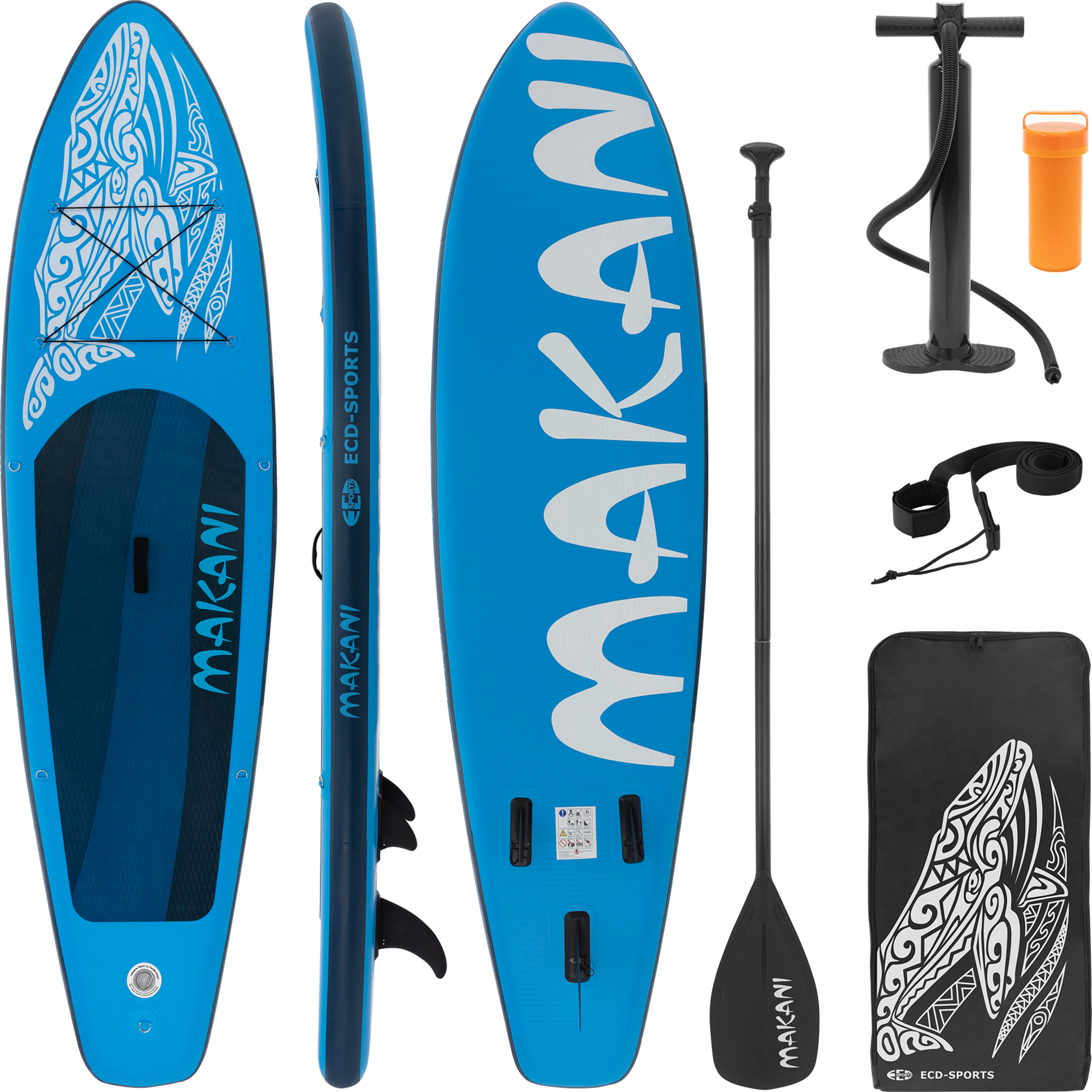 ECD GERMANY, Ecd Germany Inflatable Stand Up Paddle Board Makani 320 X 80 X 15 Cm Blue Pvc Sup Board Set Up