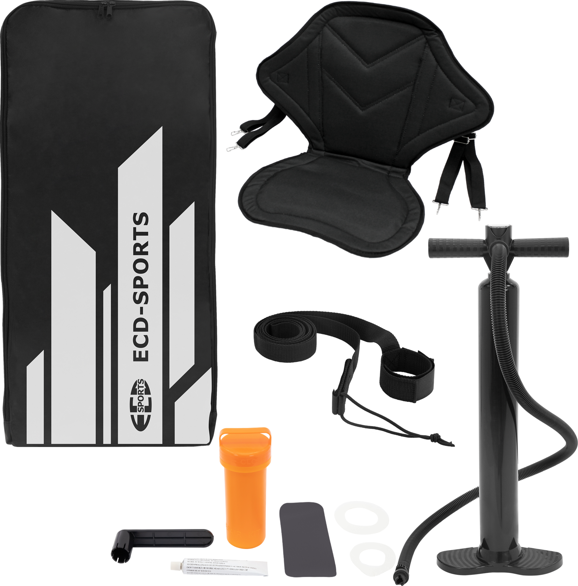 ECD GERMANY, Ecd Germany Inflatable Stand Up Paddle Board With Kayak Seat 320 X 82 X 15 Cm Black Pvc Sup Paddle