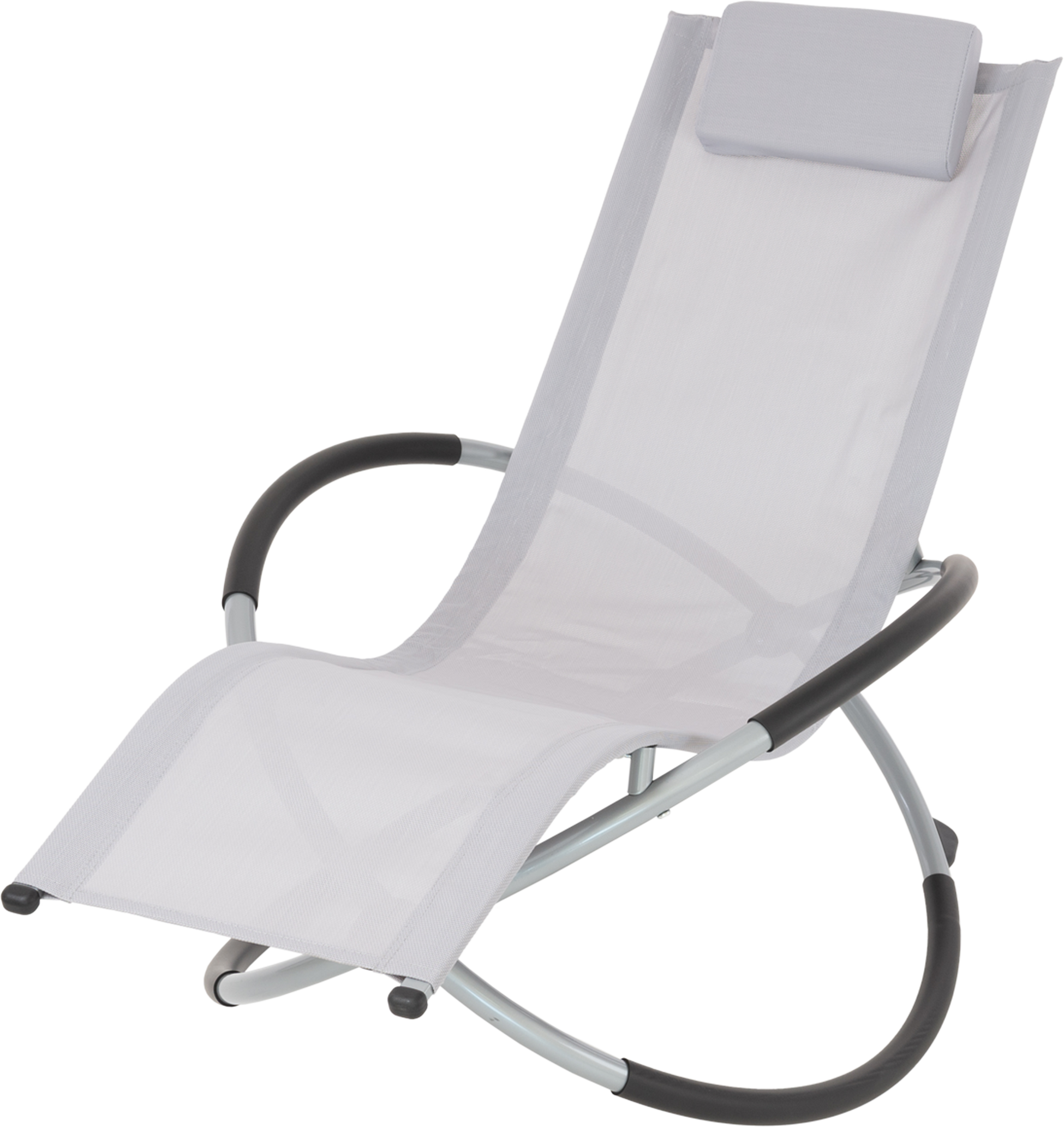 ECD GERMANY, Ecd Germany Rocking Sun Lounger Light Grey Foldable Garden Relax Chair With Headrest Steel Frame