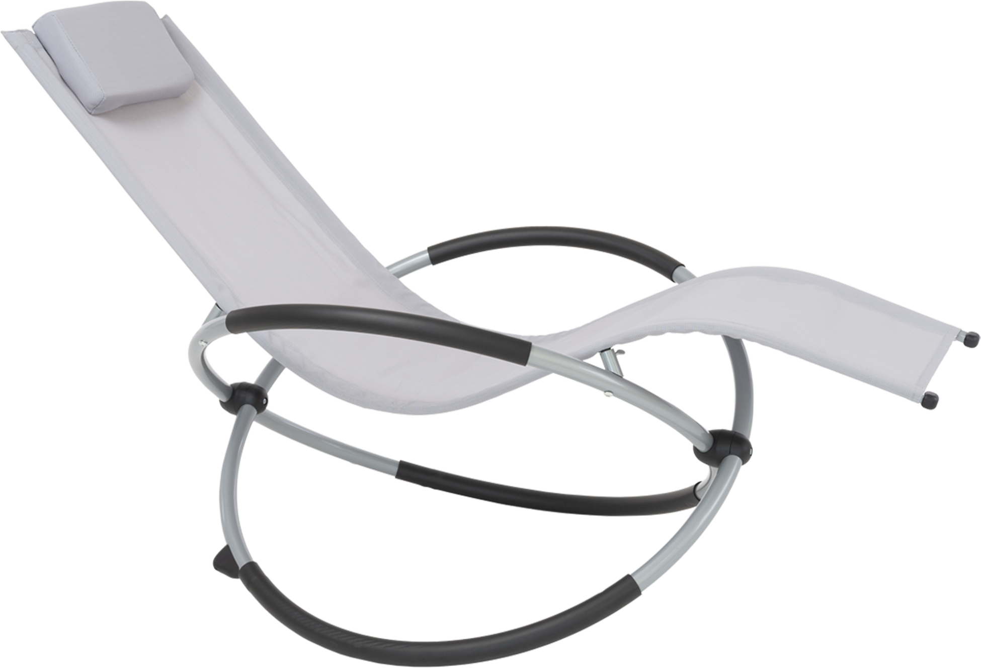 ECD GERMANY, Ecd Germany Rocking Sun Lounger Light Grey Foldable Garden Relax Chair With Headrest Steel Frame