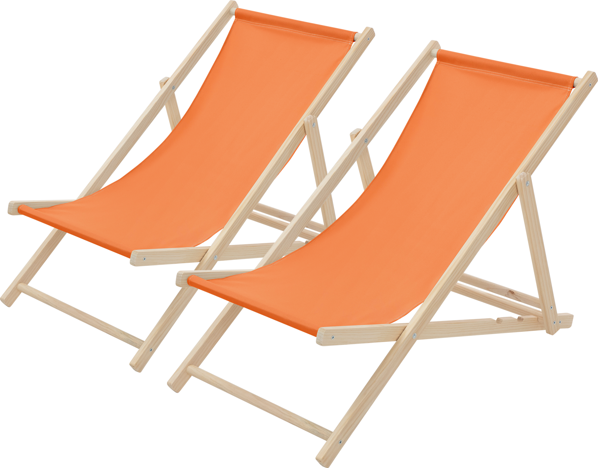 ECD GERMANY, Ecd Germany Set Of 2 Foldable Wooden Deck Chair Garden Sun Lounger Orange Reclining Beach Chair