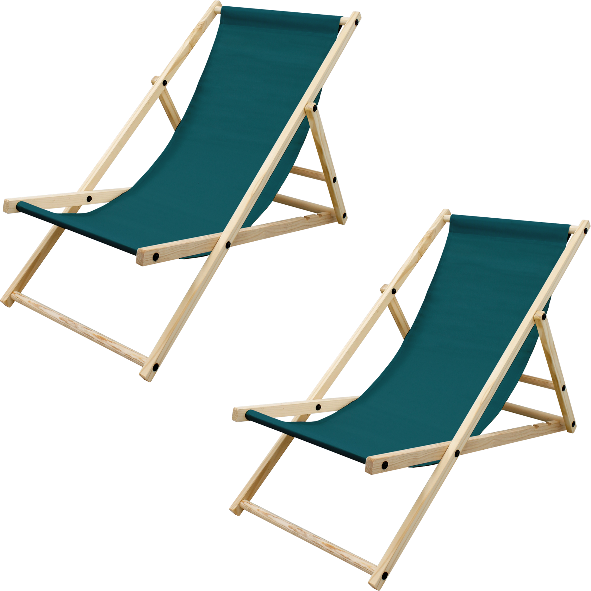 ECD GERMANY, Ecd Germany Set Of 2 Foldable Wooden Deck Chair Garden Sun Lounger Turquoise Reclining