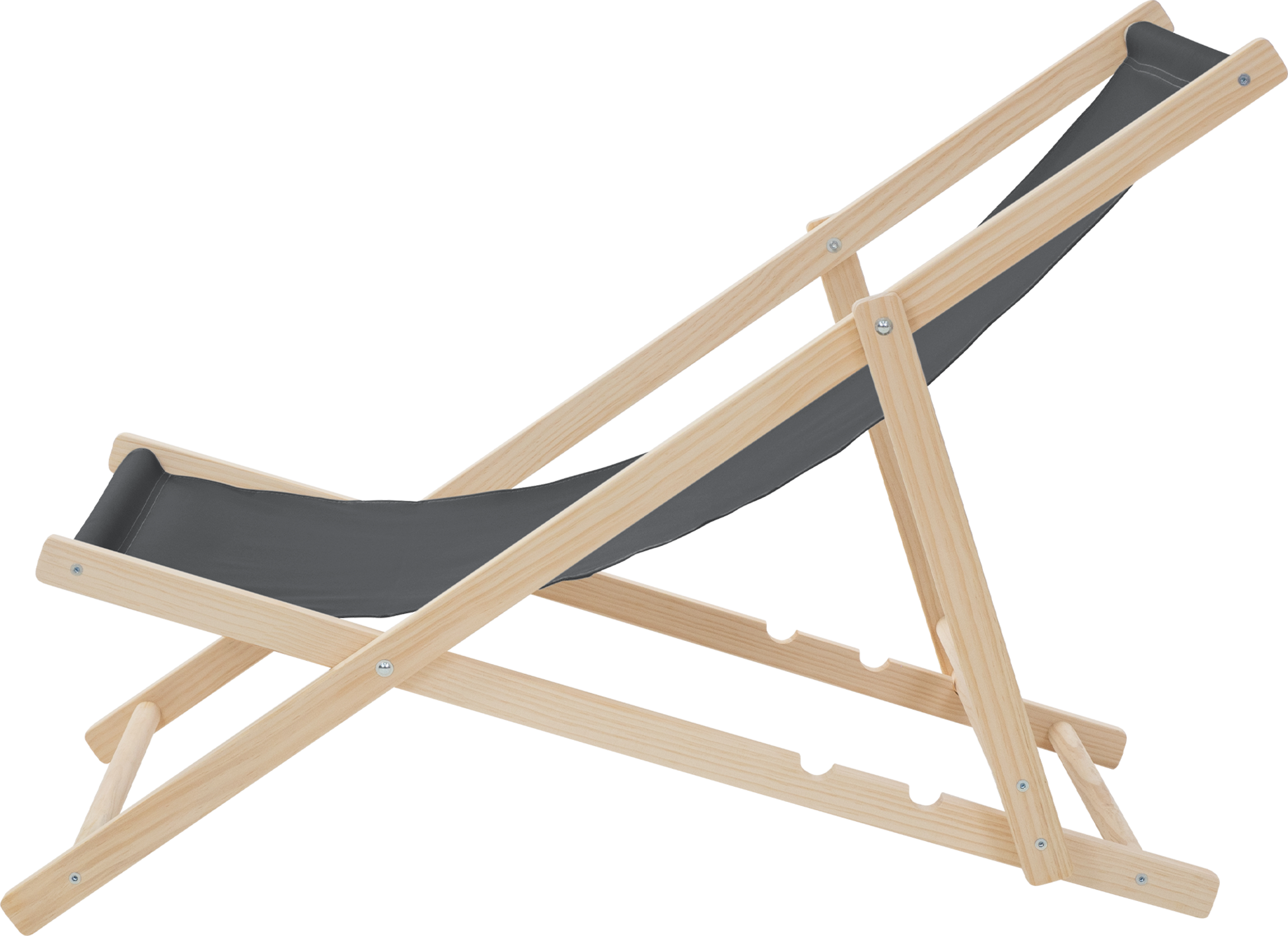 ECD GERMANY, Ecd Germany Set Of 3 Foldable Wooden Deck Chair Garden Sun Lounger Anthracite Reclining