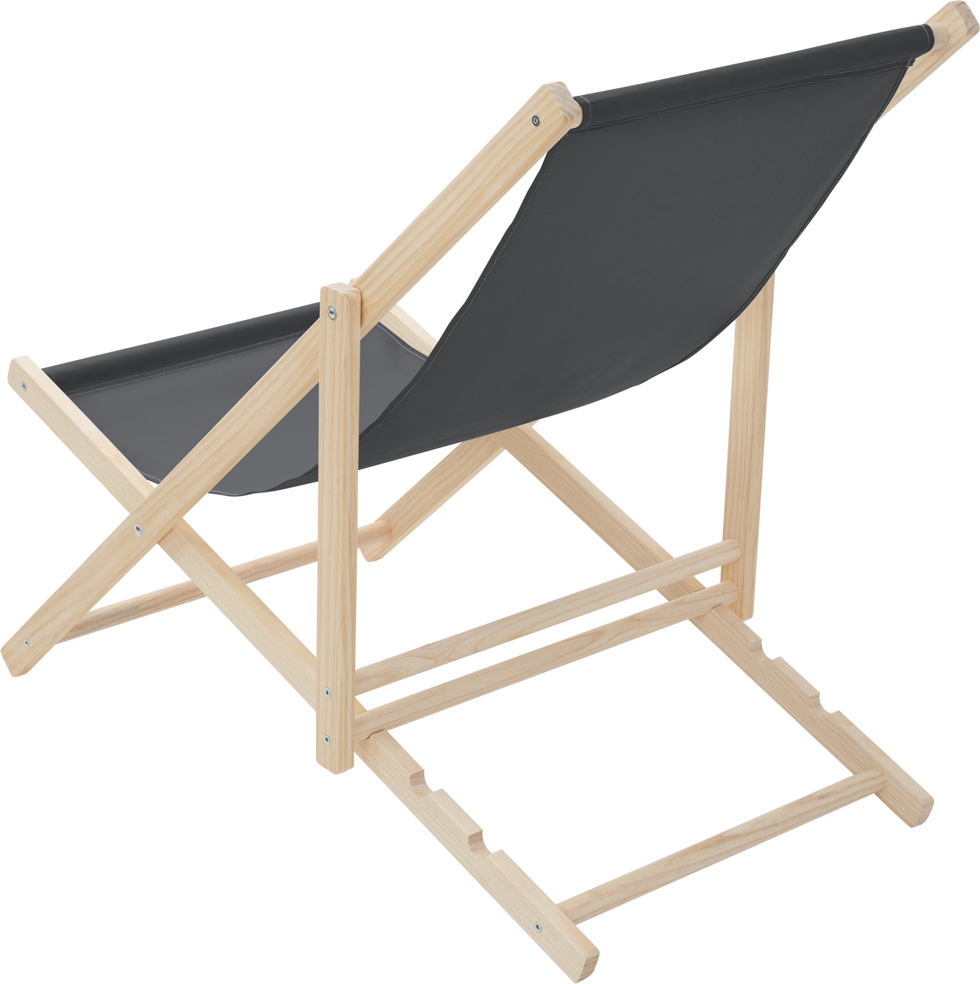ECD GERMANY, Ecd Germany Set Of 3 Foldable Wooden Deck Chair Garden Sun Lounger Anthracite Reclining
