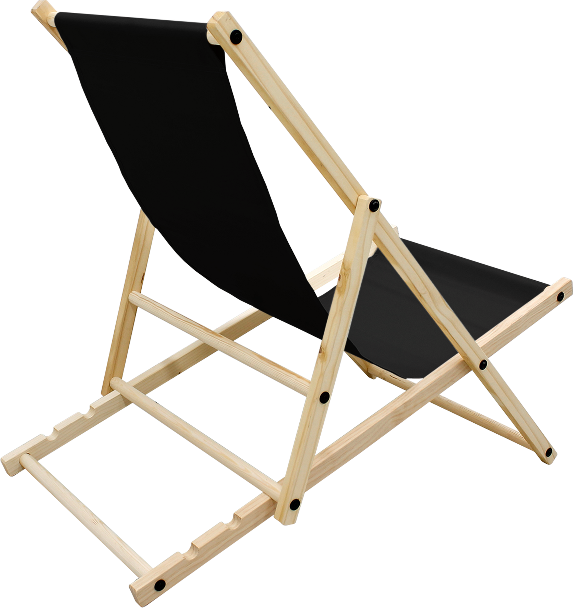 ECD GERMANY, Ecd Germany Set Of 3 Foldable Wooden Deck Chair Garden Sun Lounger Black Reclining