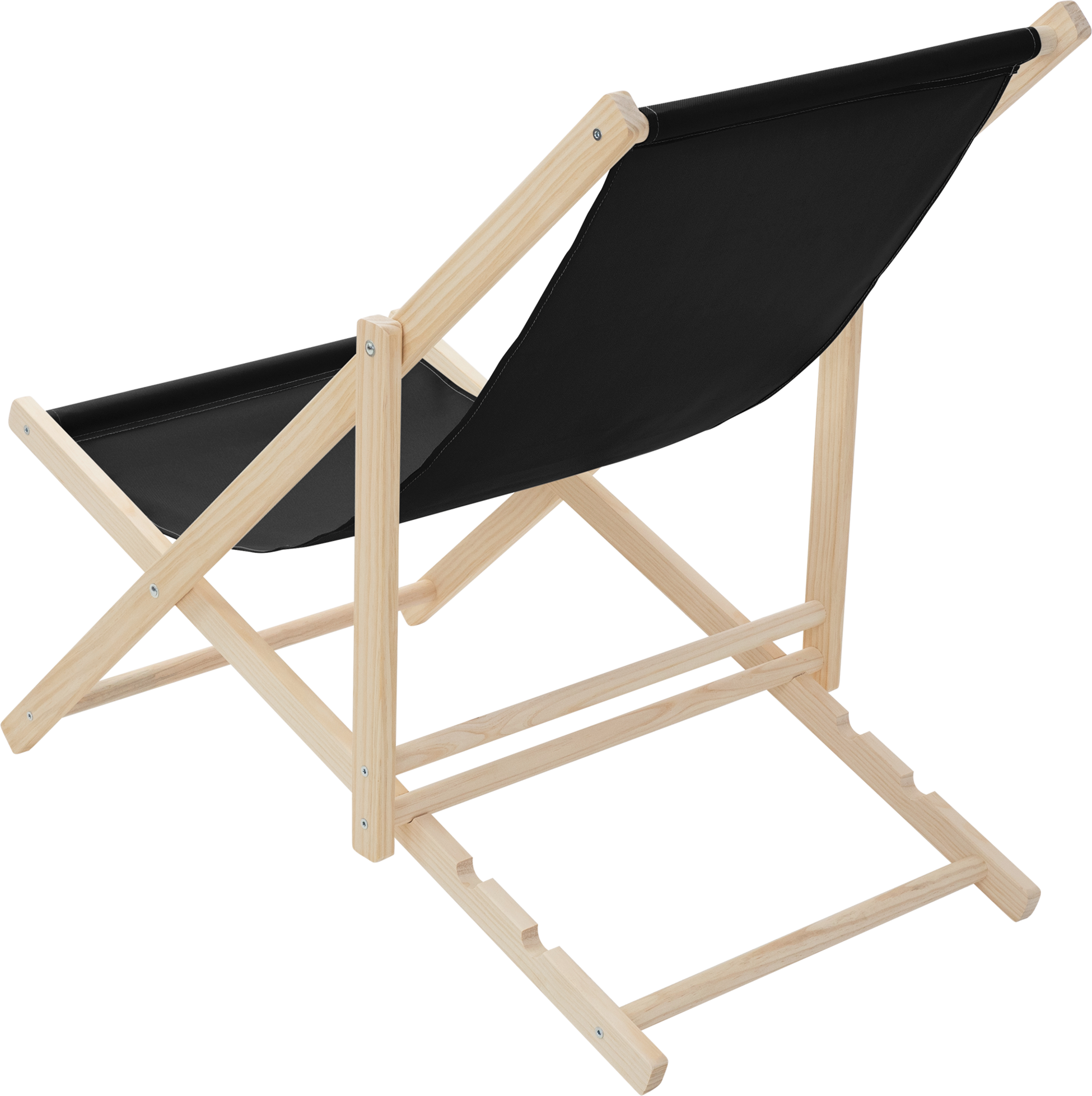 ECD GERMANY, Ecd Germany Set Of 4 Foldable Wooden Deck Chair Garden Sun Lounger Black Reclining