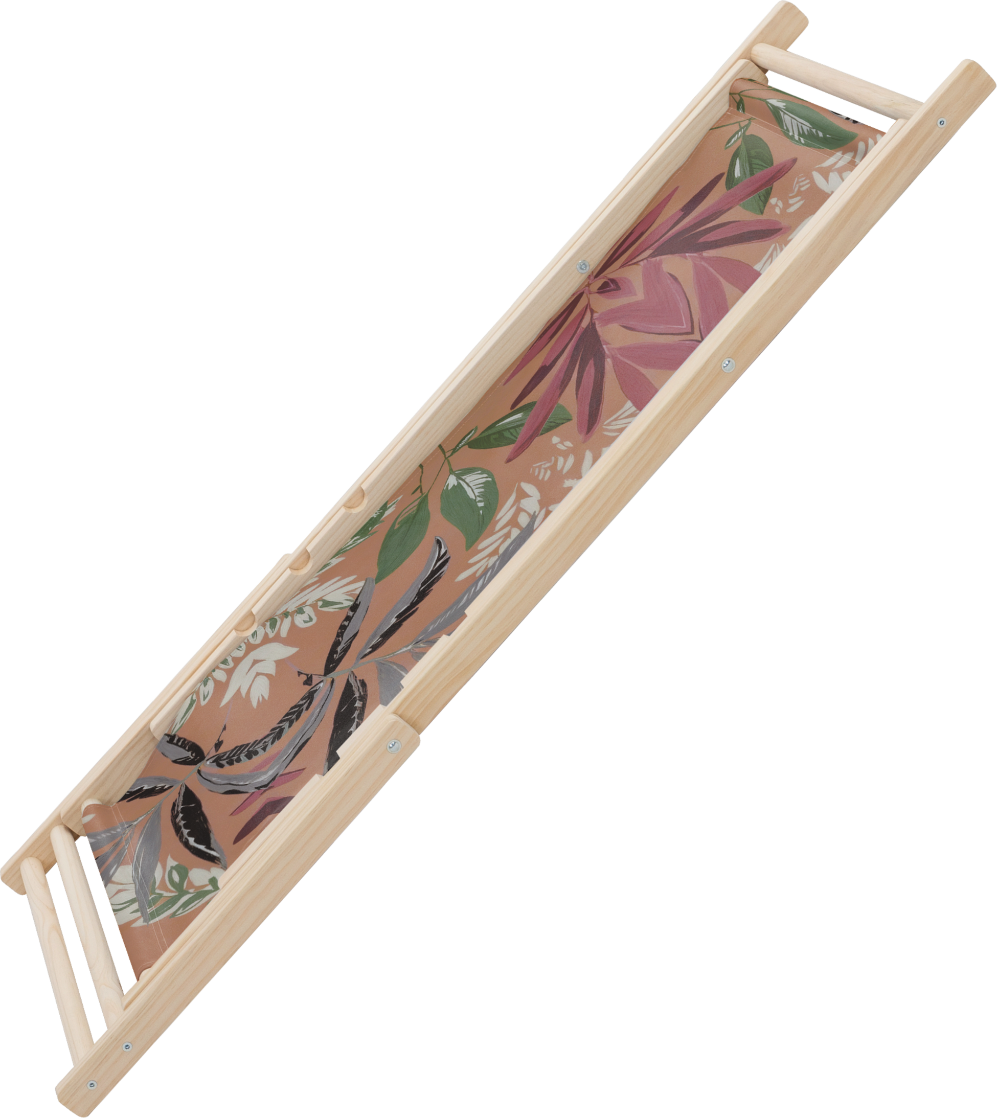 ECD GERMANY, Ecd Germany Set Of 4 Folding Deck Chair Floral Brown Red Green, Sunbed Wooden Beach Lounger