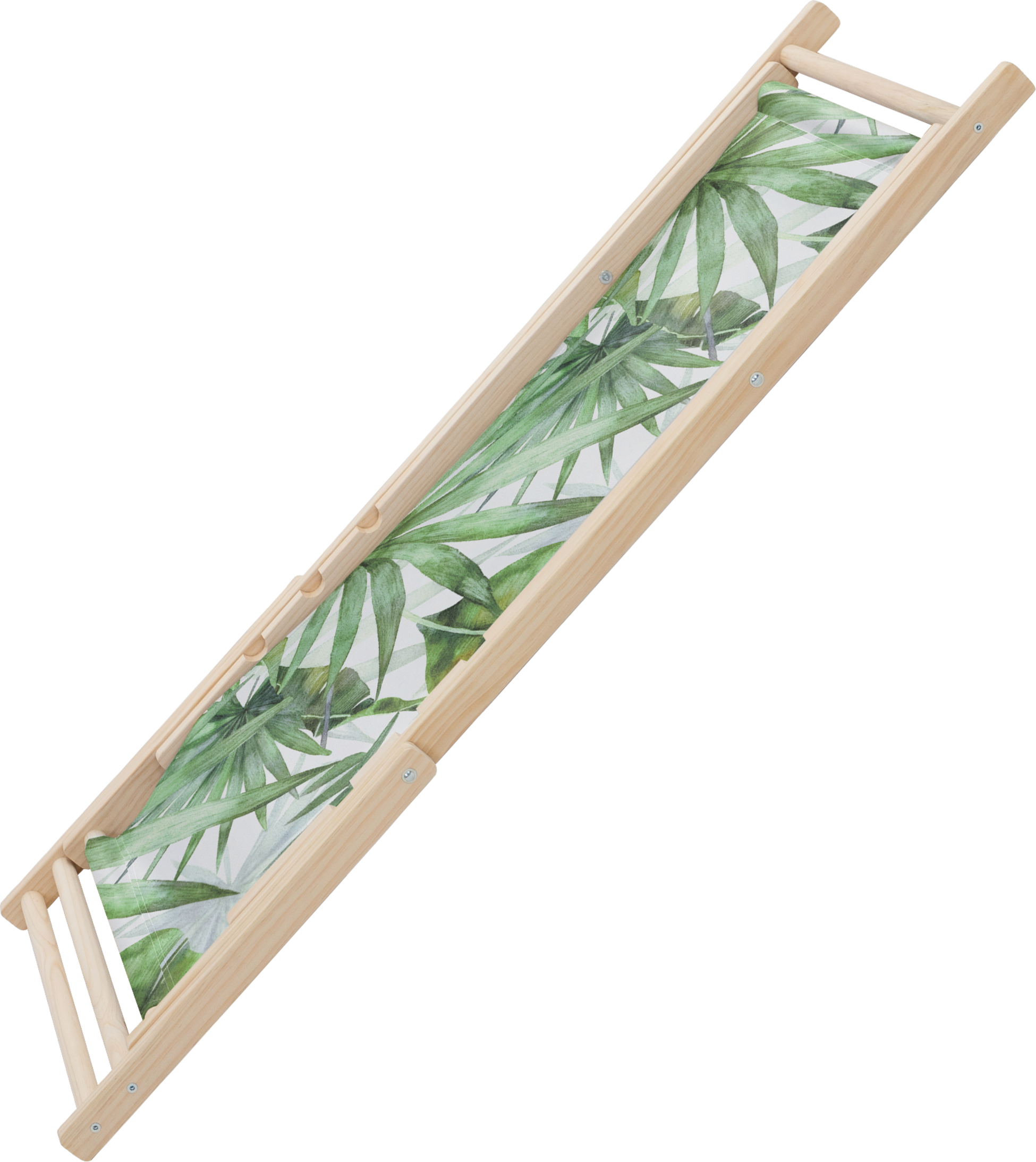 ECD GERMANY, Ecd Germany Set Of 4 Folding Deck Chair Palm Tree Green And White, Sunbed Wooden Beach Lounger