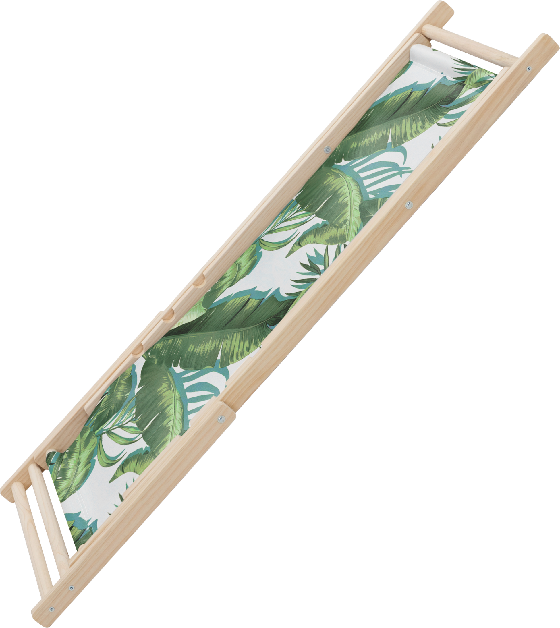ECD GERMANY, Ecd Germany Set Of 5 Folding Deck Chair Tropical Green And White, Sunbed Wooden Beach Lounger