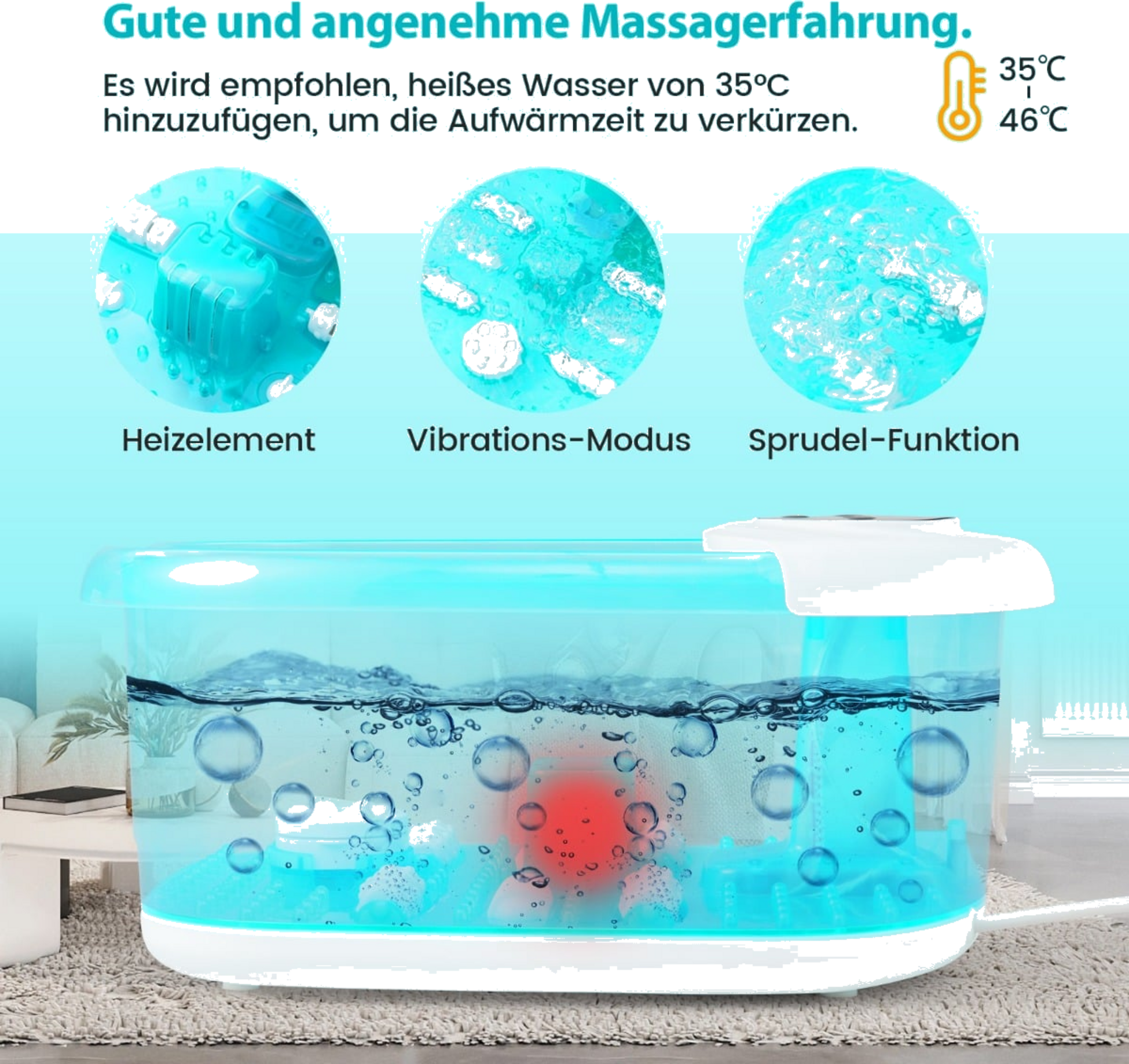 NORTHIX, Electric Foot Spa Massager With Heat, Bubbles  Vibration