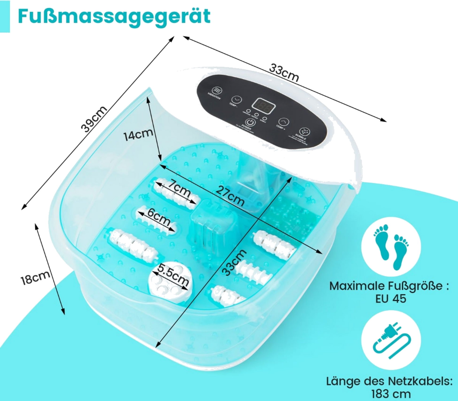 NORTHIX, Electric Foot Spa Massager With Heat, Bubbles  Vibration