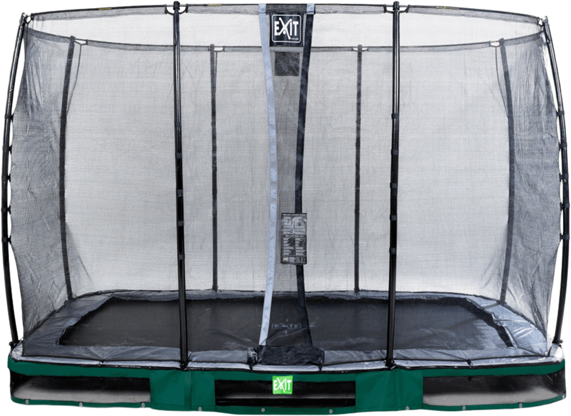 EXIT, Elegant Nedgrävd Studsmatta 214x366cm Med Economy Skyddsnät - Grön