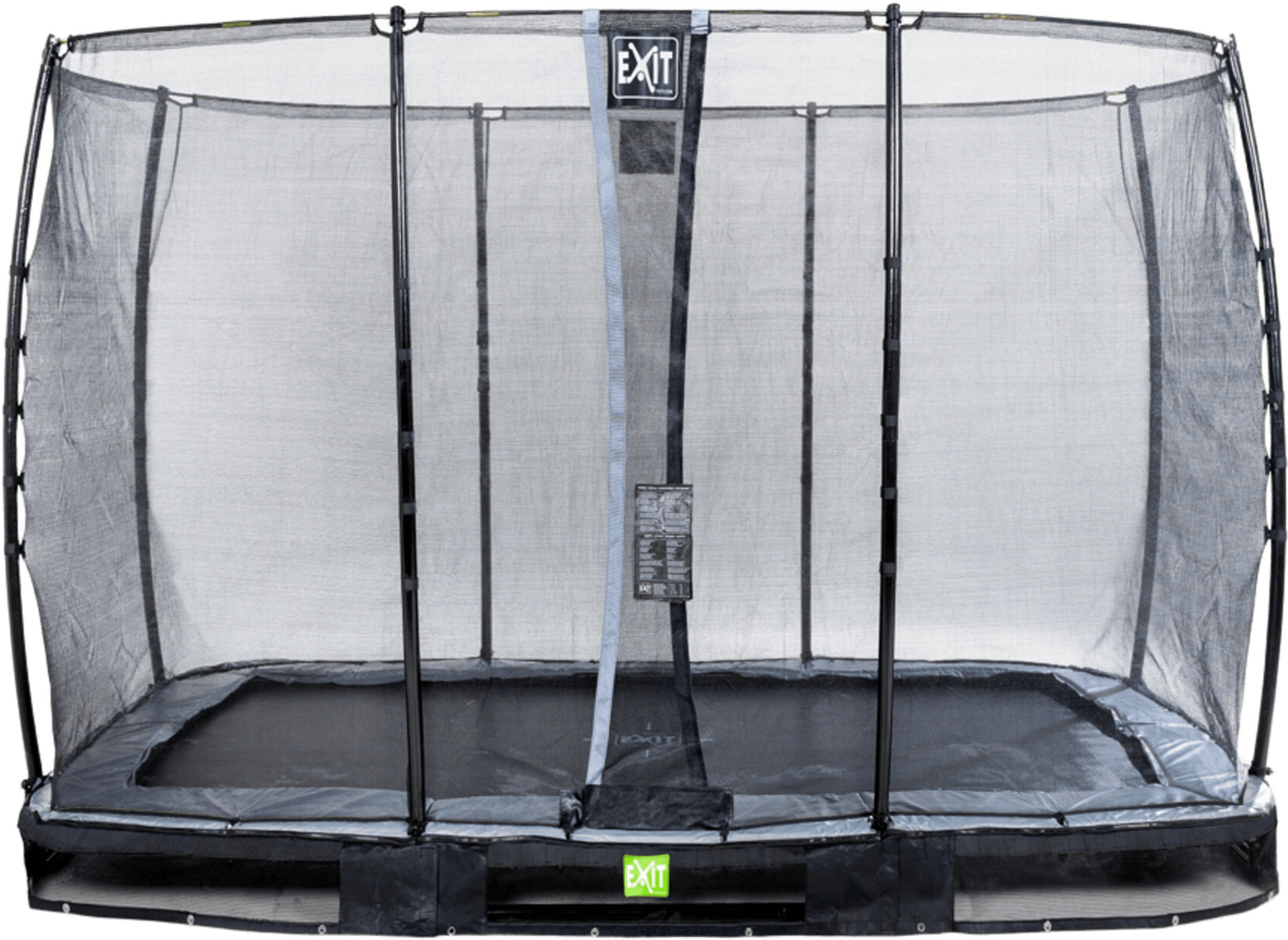 EXIT, Elegant Nedgrävd Studsmatta 214x366cm Med Economy Skyddsnät - Svart