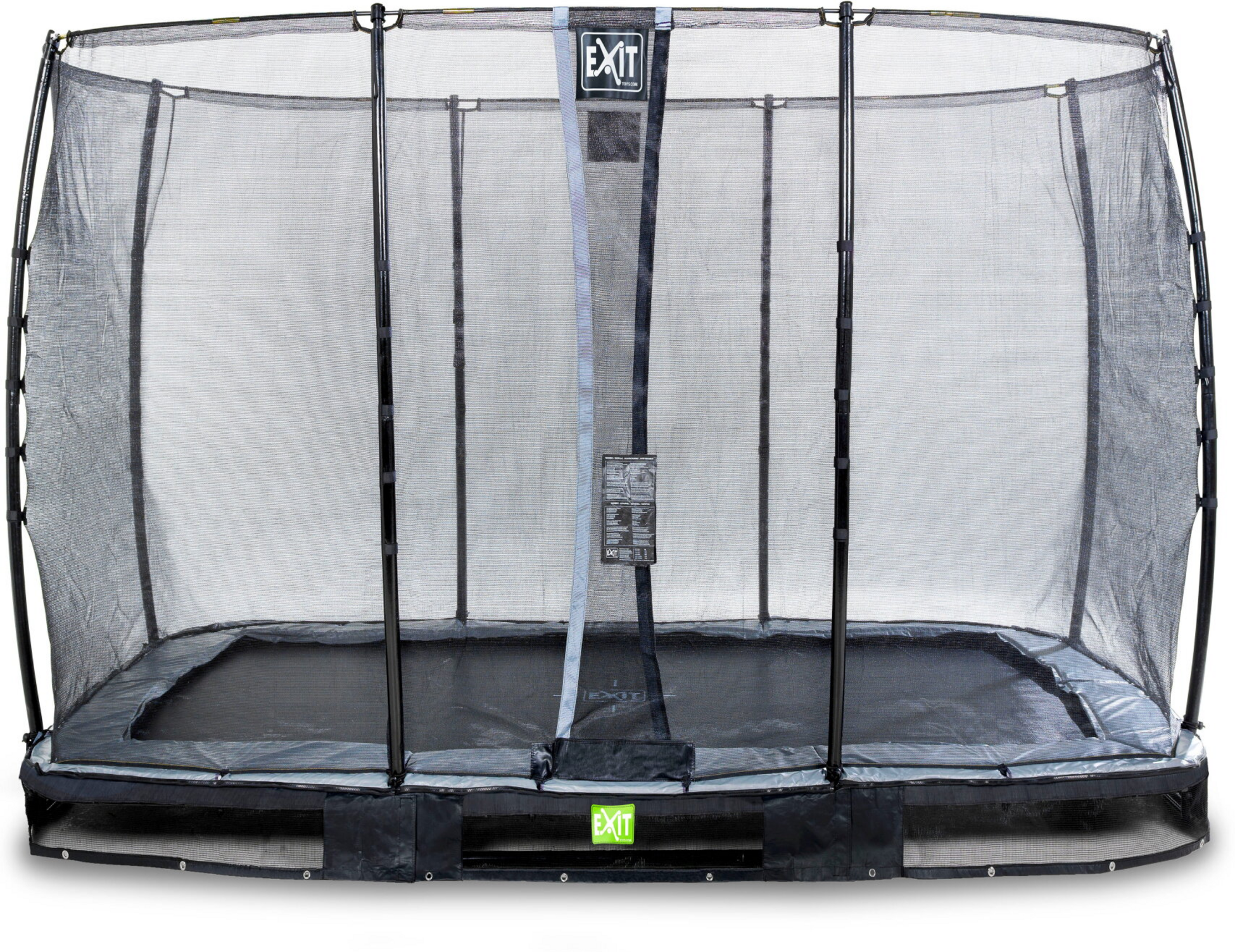 EXIT, Elegant Nedgrävd Studsmatta 214x366cm Med Economy Skyddsnät - Svart