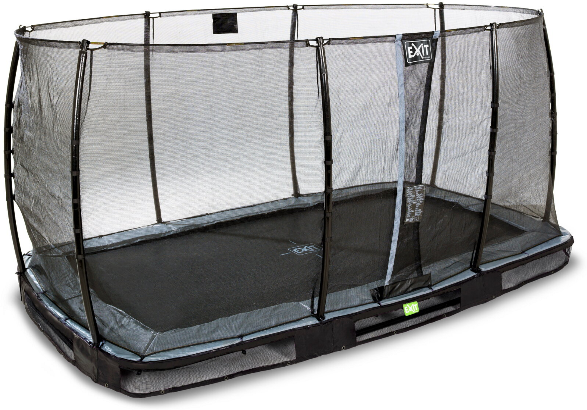 EXIT, Elegant Nedgrävd Studsmatta 214x366cm Med Economy Skyddsnät - Svart