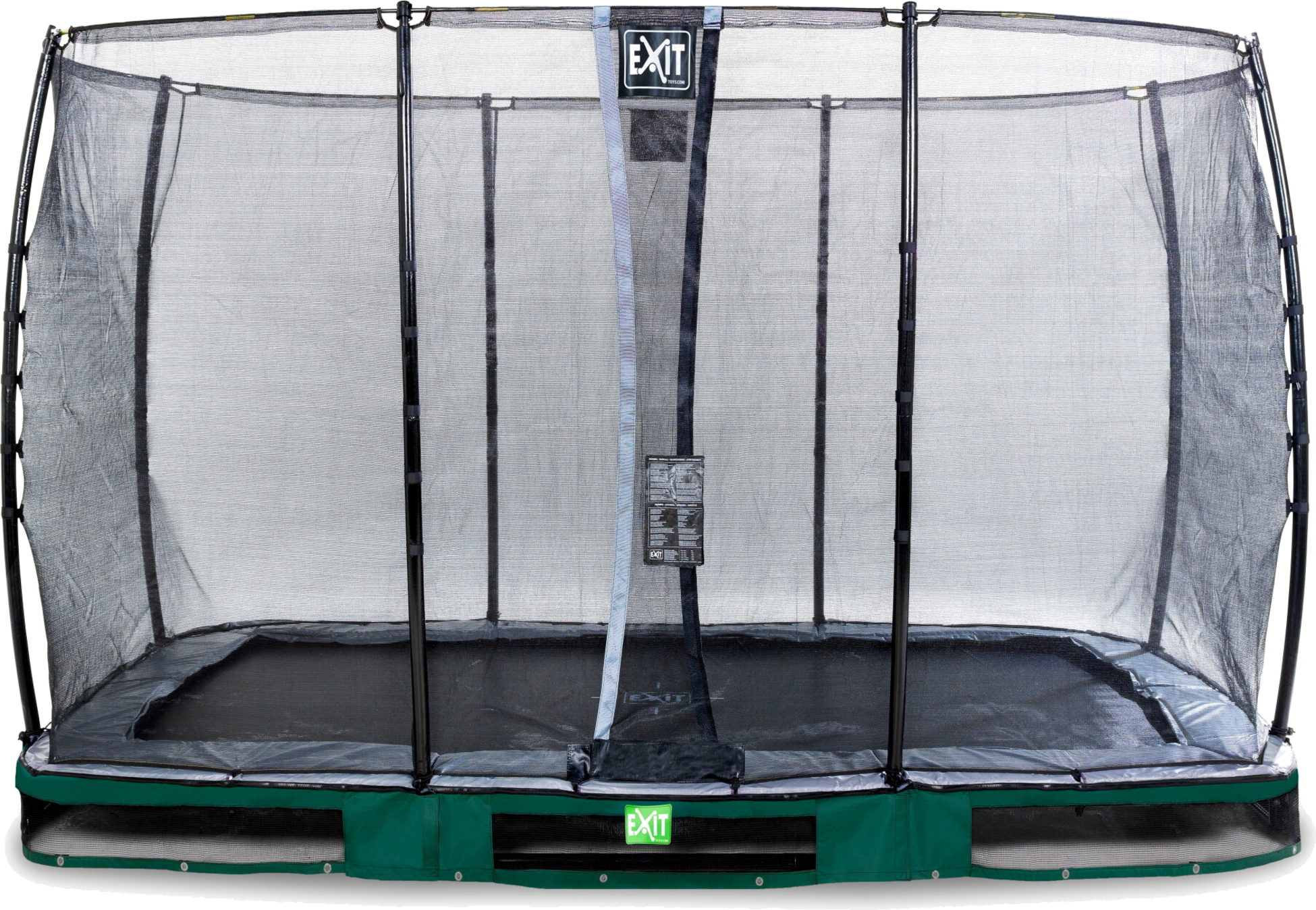 EXIT, Elegant Nedgrävd Studsmatta 244x427cm Med Economy Skyddsnät - Grön