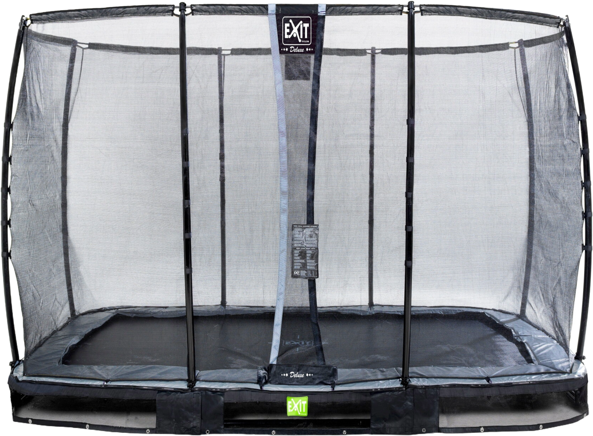 EXIT, Elegant Premium Nedgrävd Studsmatta 214x366cm Med Deluxe Skyddsnät - Svart