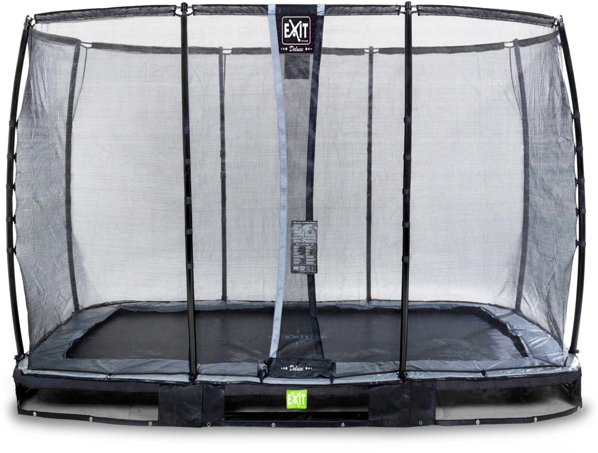 EXIT, Elegant Premium Nedgrävd Studsmatta 214x366cm Med Deluxe Skyddsnät - Svart
