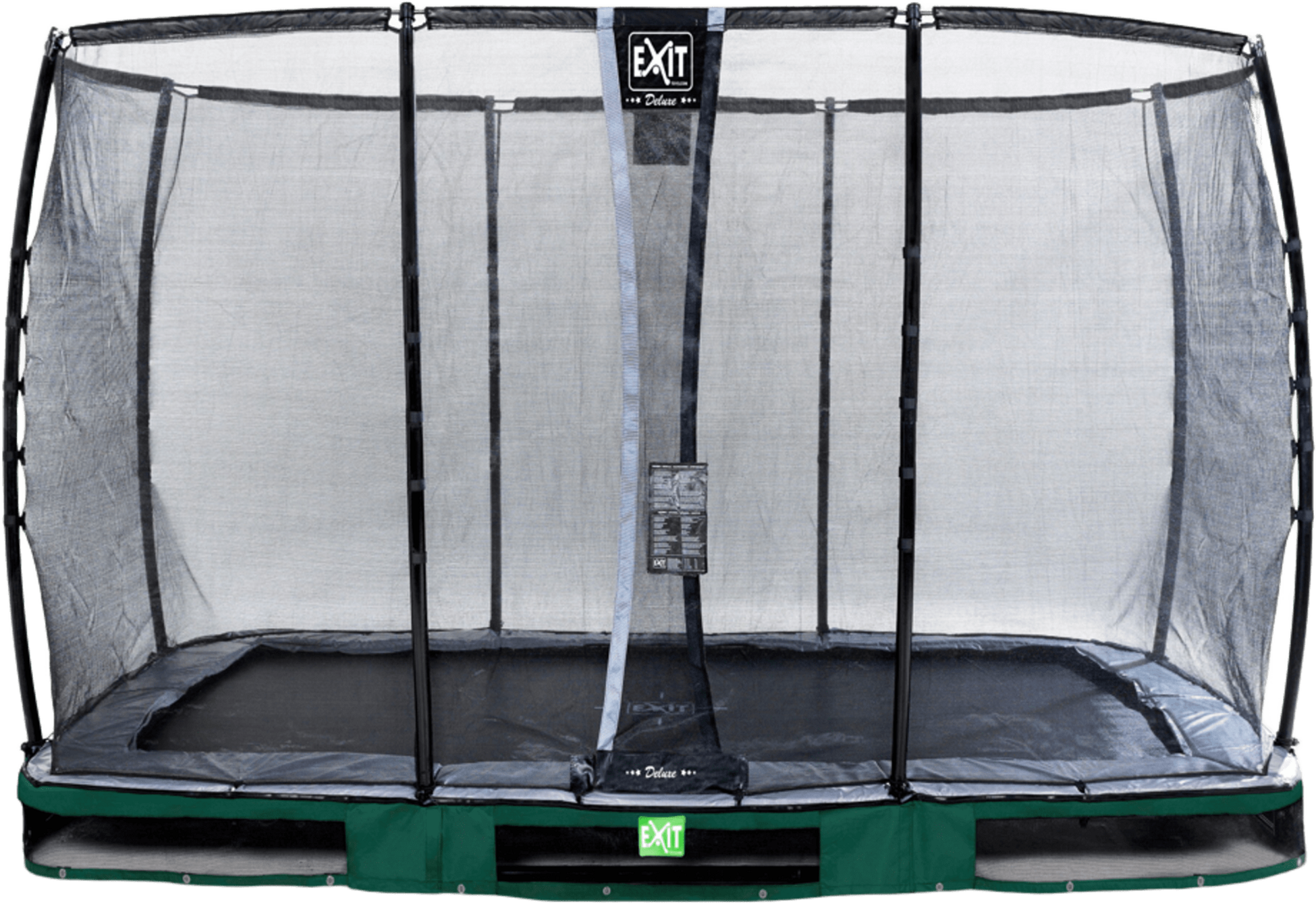 EXIT, Elegant Premium Nedgrävd Studsmatta 244x427cm Med Deluxe Skyddsnät - Grön