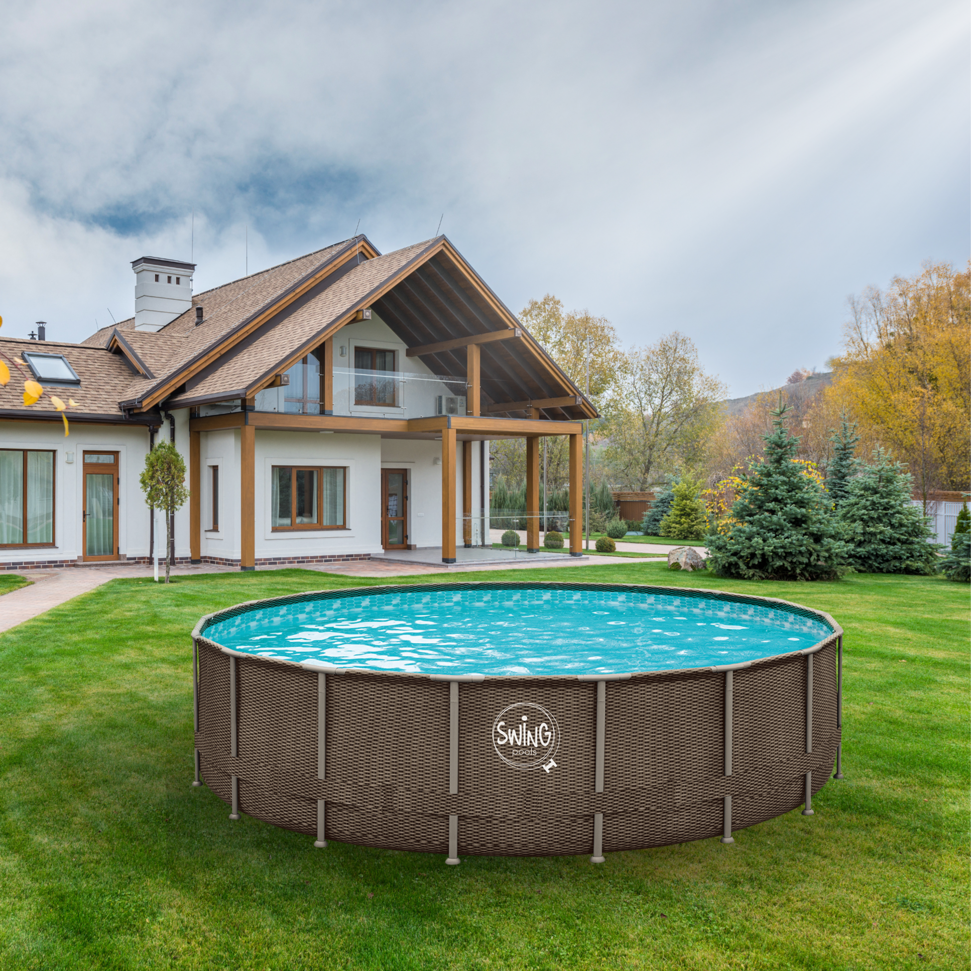 SWING, Elite - Stone Frame Pool - 4.88 X 1.22 M, Stone Design
