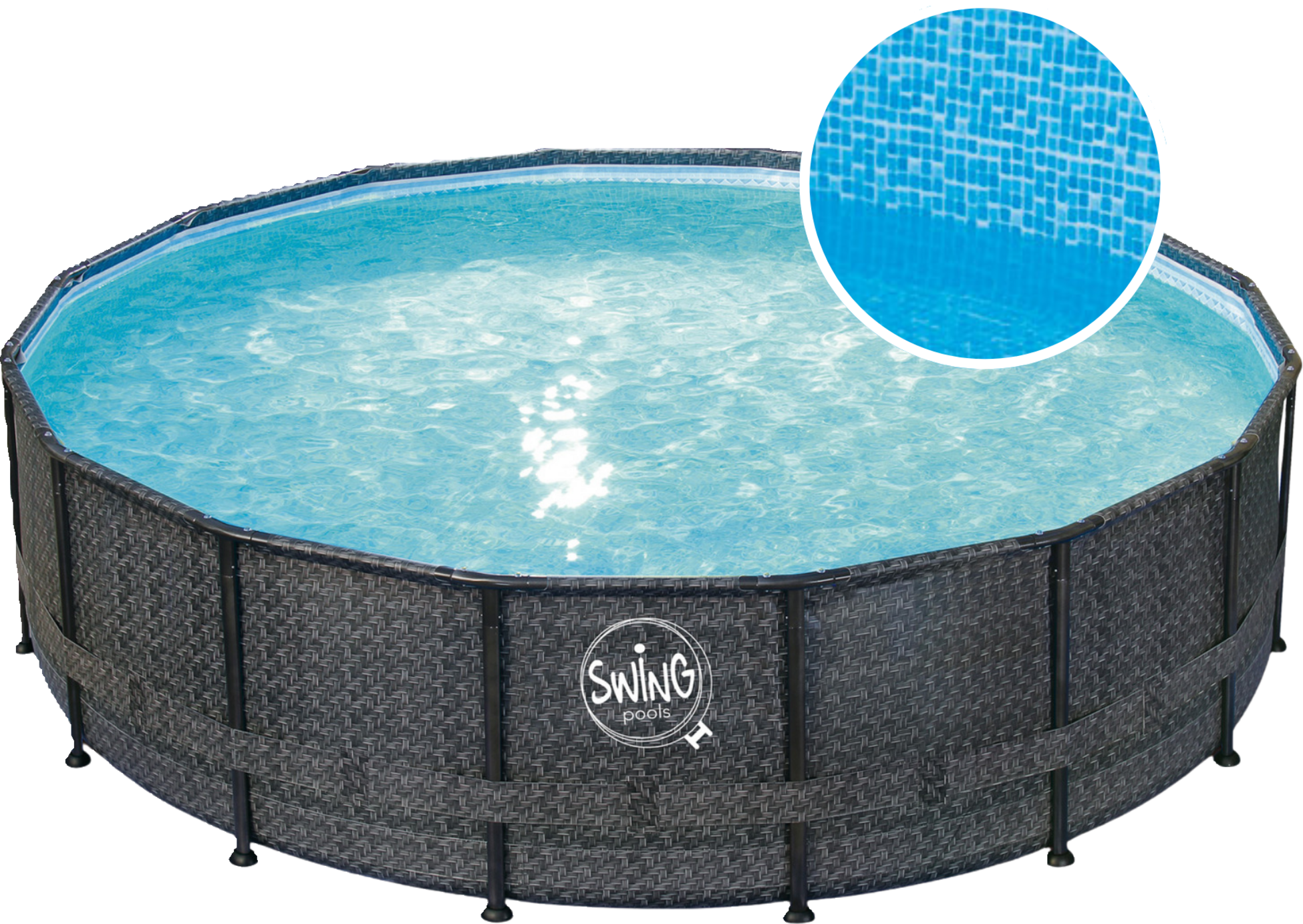 SWING, Elite - Wicker Frame Pool - 5,49m X 1,32m,  Wicker Dark (herringbone)