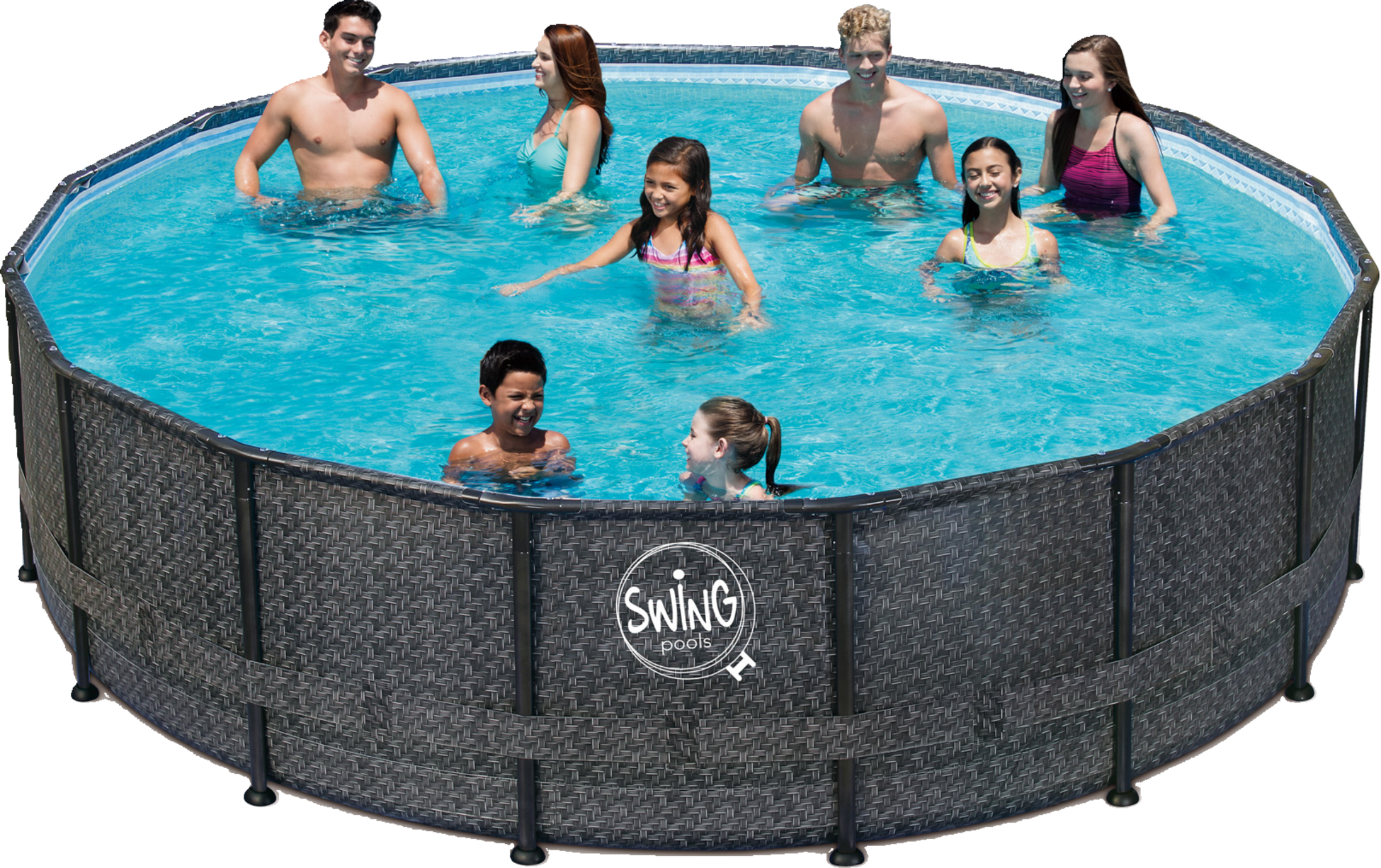 SWING, Elite - Wicker Frame Pool - 5,49m X 1,32m,  Wicker Dark (herringbone)