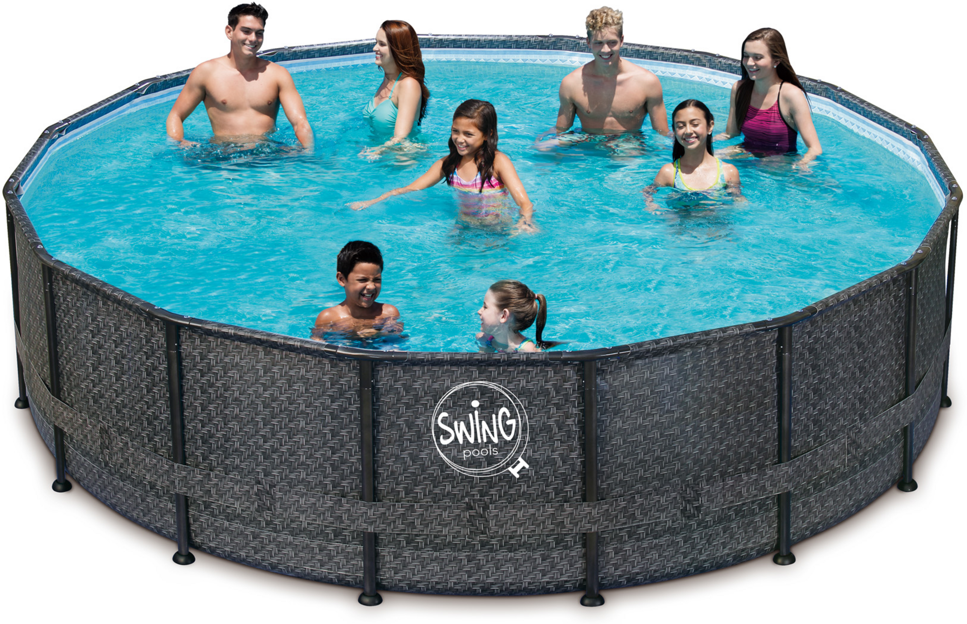 SWING, Elite - Wicker Frame Pool - 5,49m X 1,32m,  Wicker Dark (herringbone)