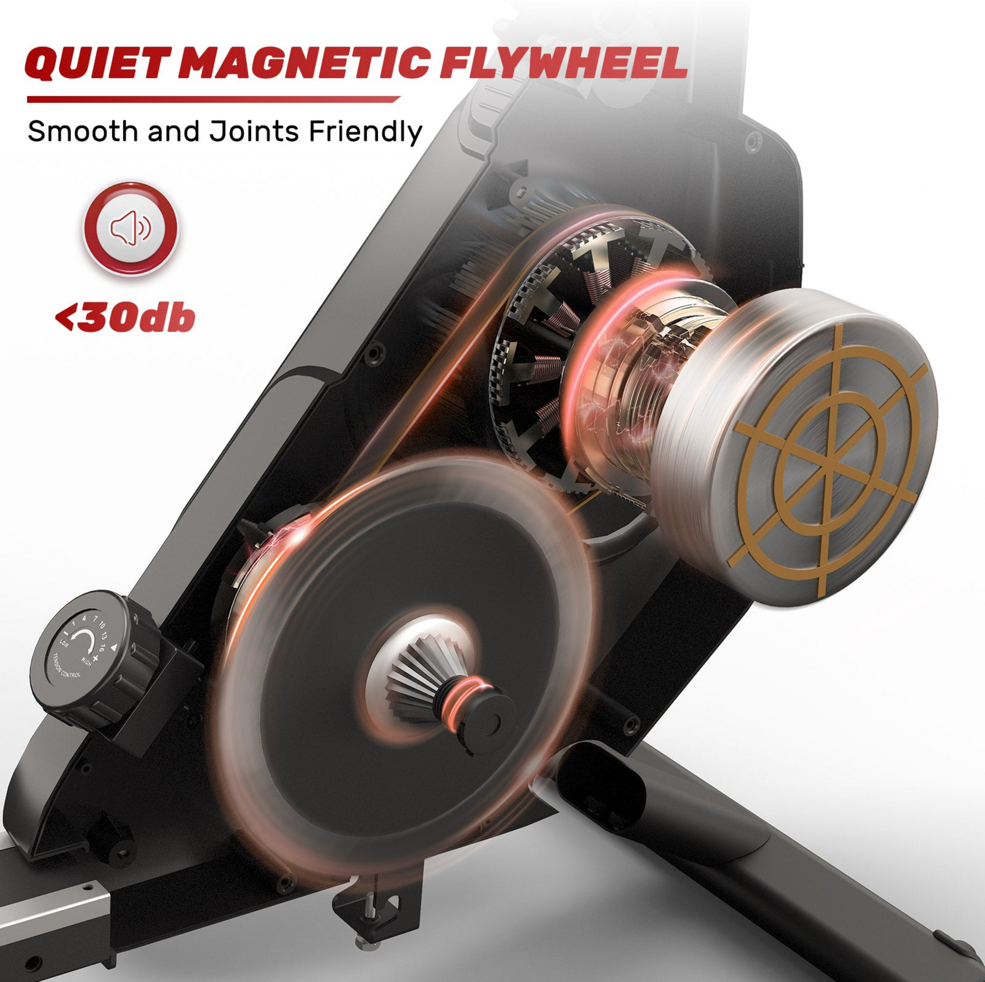 HOMEFITNESSCODE, F&auml;llbar Magnetroddmaskin 16 Motst&aring;ndsniv&aring;er Med Lcd-sk&auml;rm &ndash; Hemtr&auml;ning