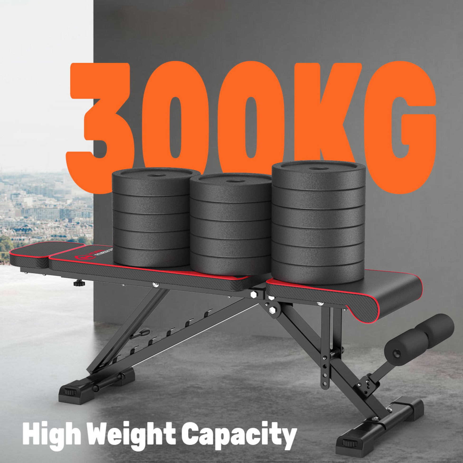 HOMEFITNESSCODE, Fällbar Träningsbänk 300kg – 8 Justerbara Lägen För Hemmaträning