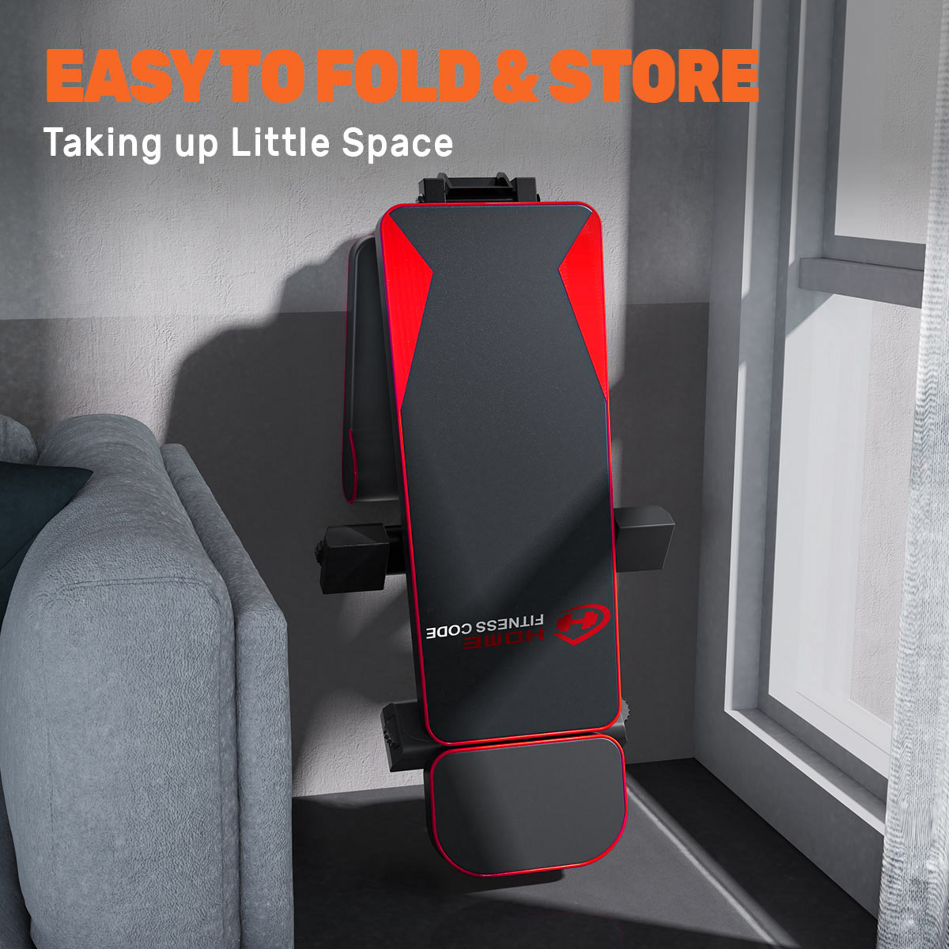 HOMEFITNESSCODE, Fällbar Träningsbänk 300kg – 8 Justerbara Lägen För Hemmaträning