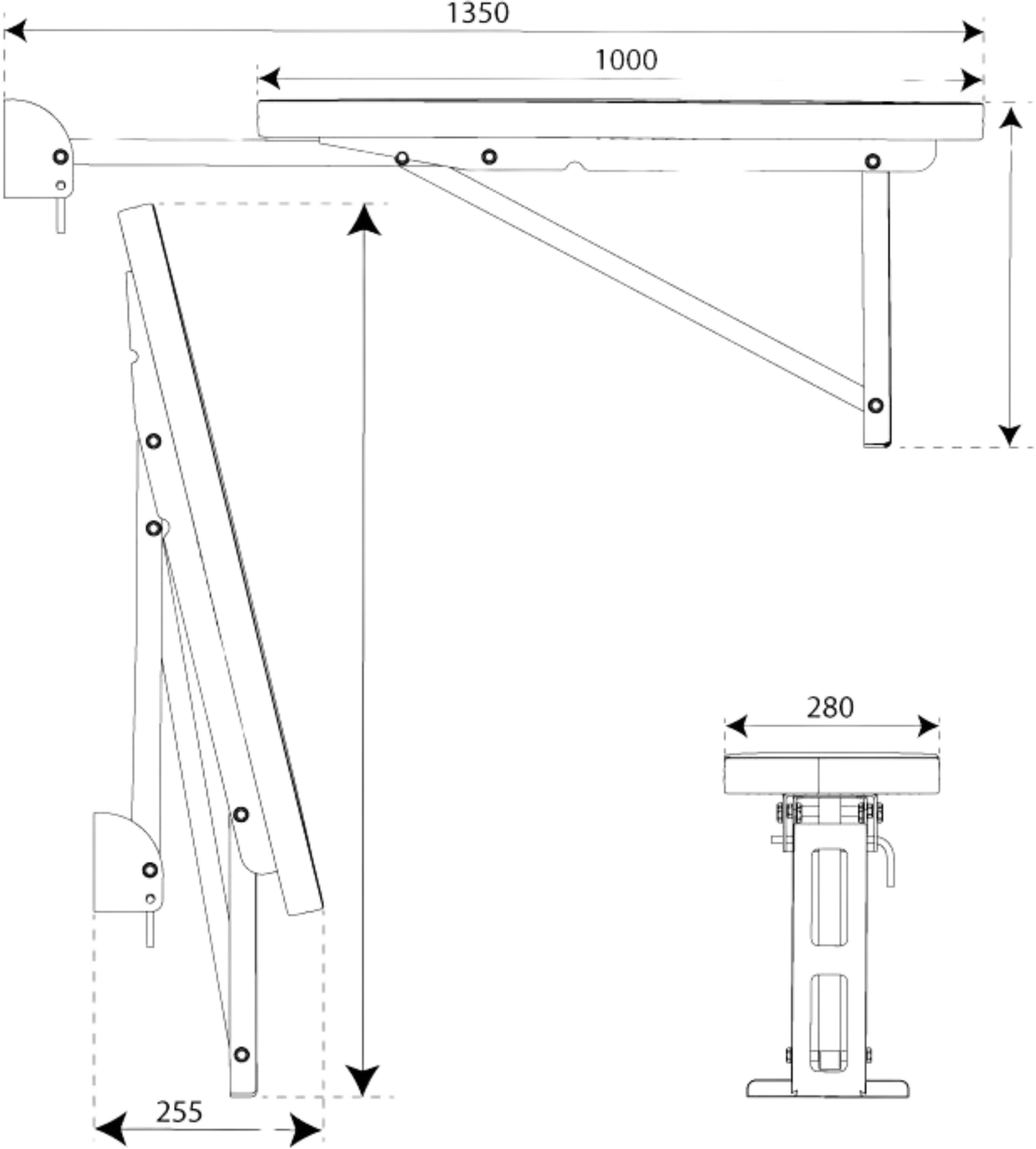 K-SPORT, F&auml;llbar Tr&auml;ningsb&auml;nk F&ouml;r V&auml;ggmontering