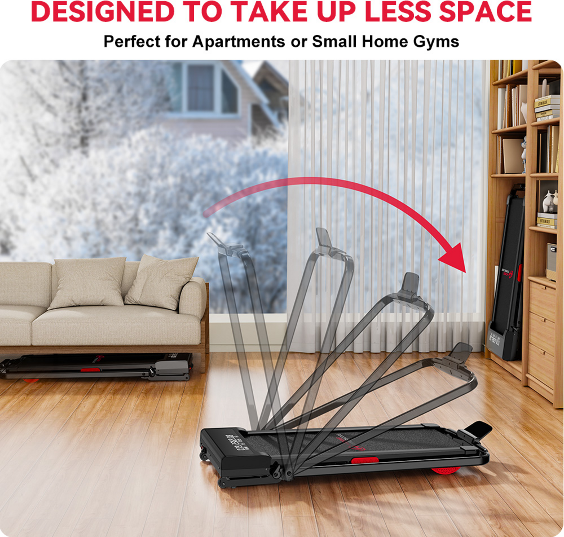 HOMEFITNESSCODE, F&auml;llbart L&ouml;pband Y3 Med 12 % Automatisk Lutning, Borstl&ouml;s Motor