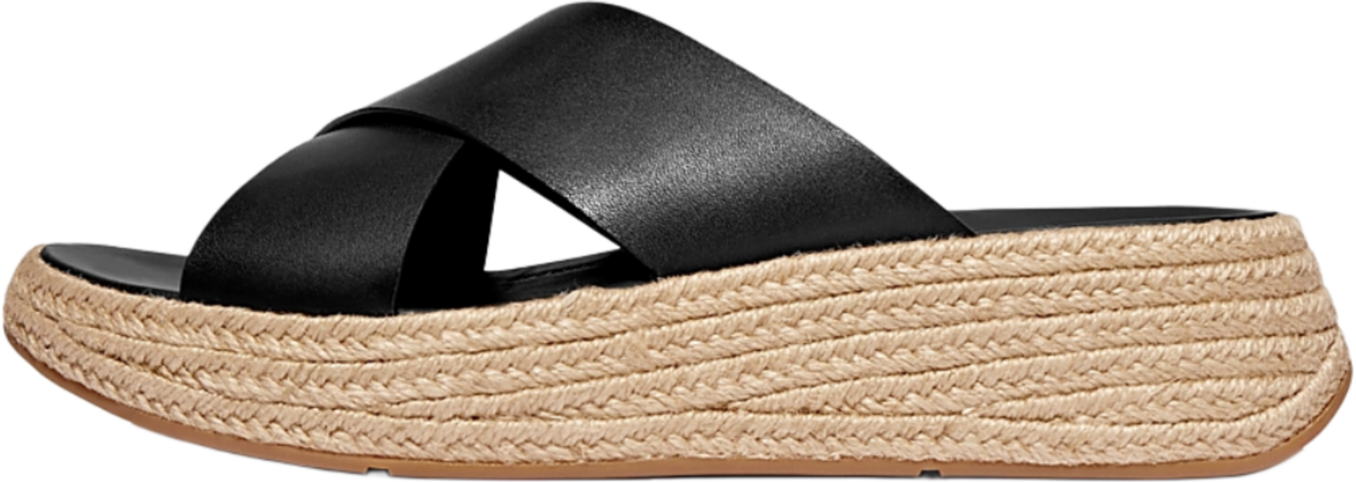 FITFLOP, F-mode Espadrille Leather Flatform Cross Slides
