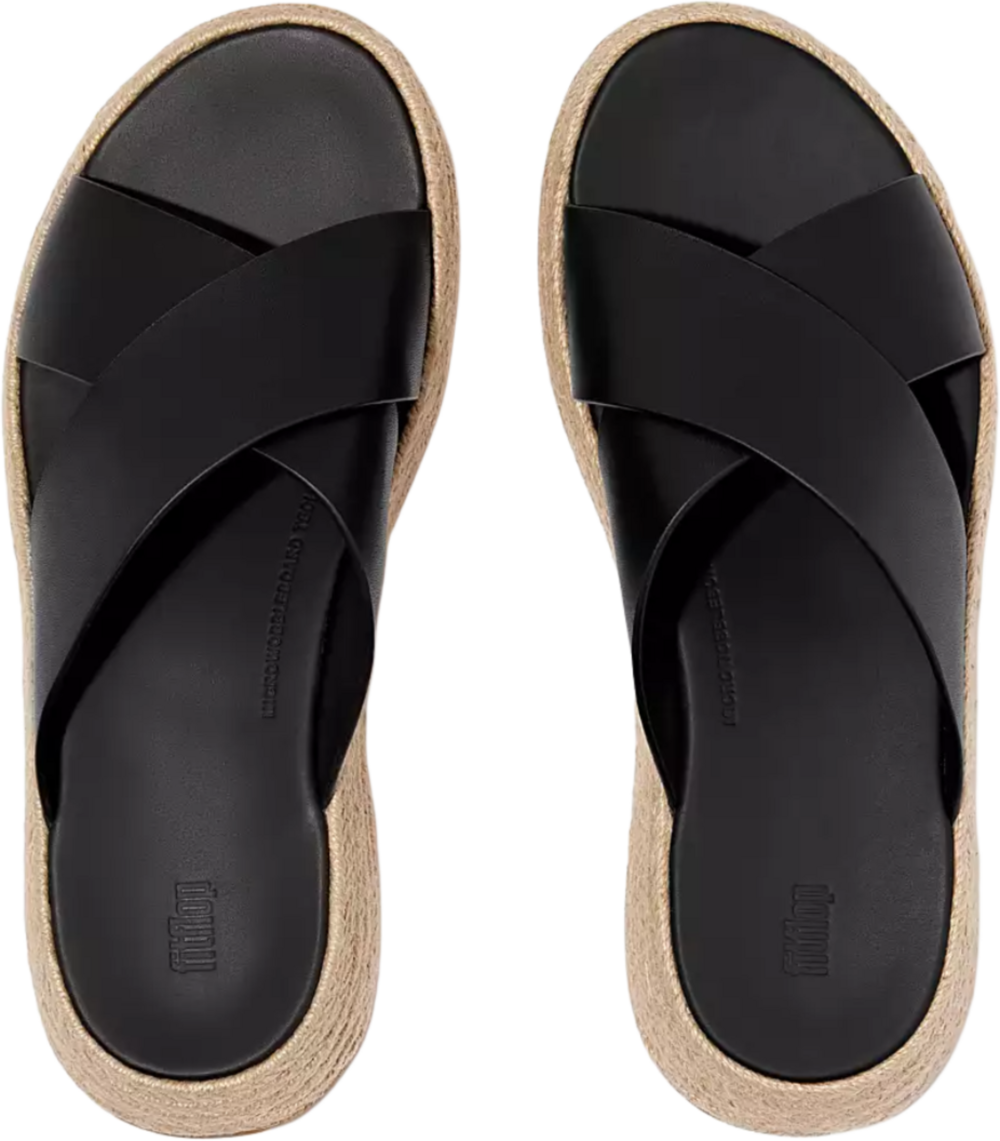 FITFLOP, F-mode Espadrille Leather Flatform Cross Slides
