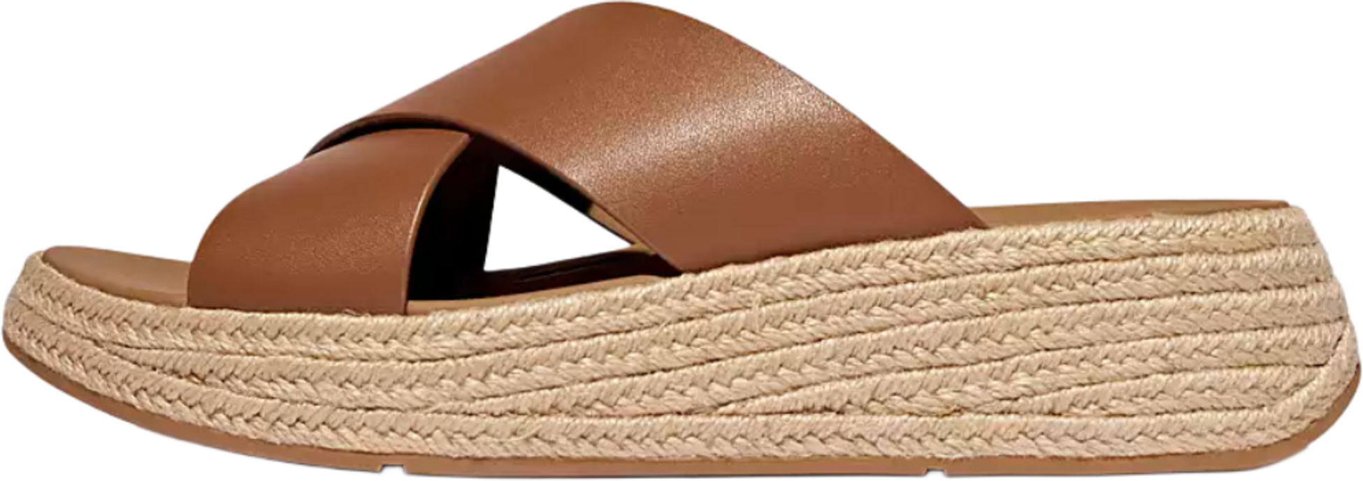 FITFLOP, F-mode Espadrille Leather Flatform Cross Slides