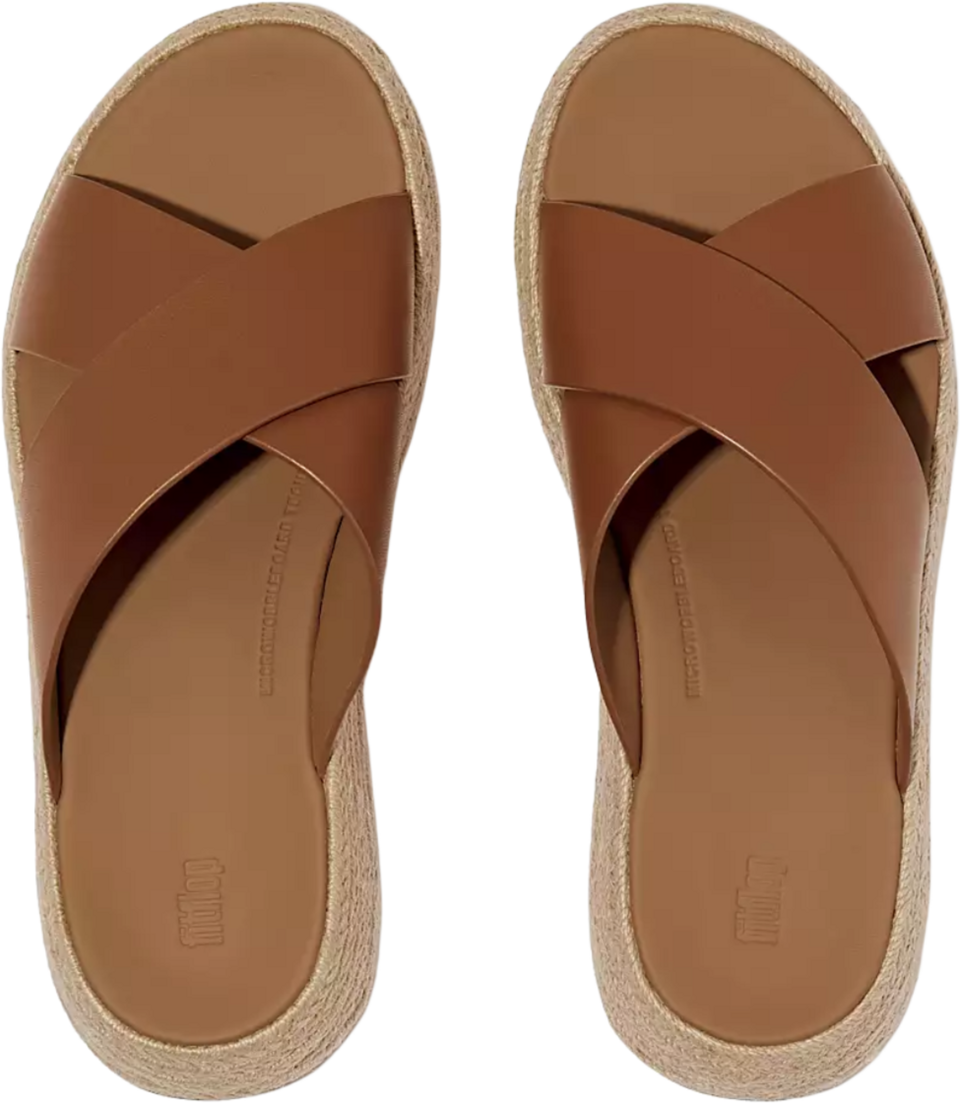 FITFLOP, F-mode Espadrille Leather Flatform Cross Slides