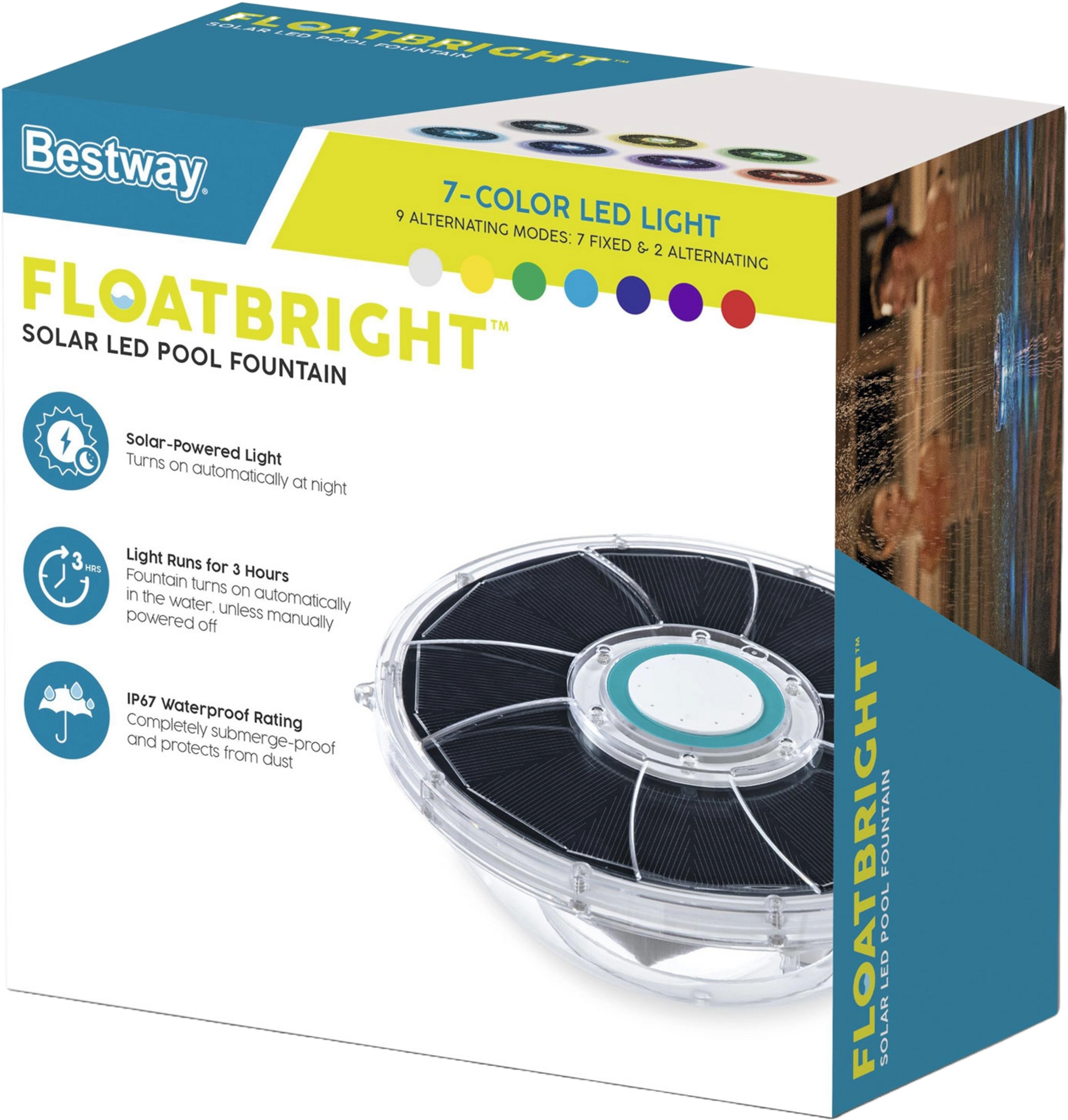 BESTWAY, Floatbright Solcell Led Poolfontän