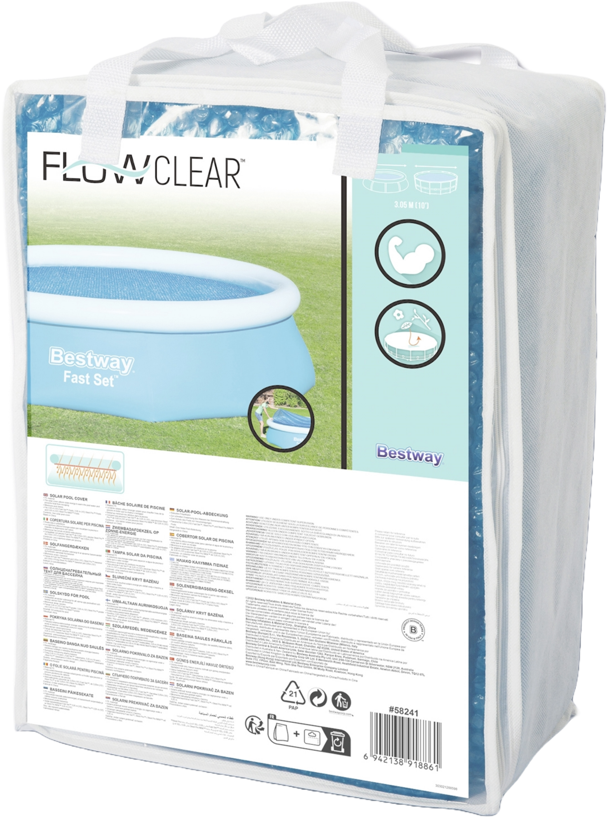 BESTWAY, Flowclear Solar Pool Cover 3,05m