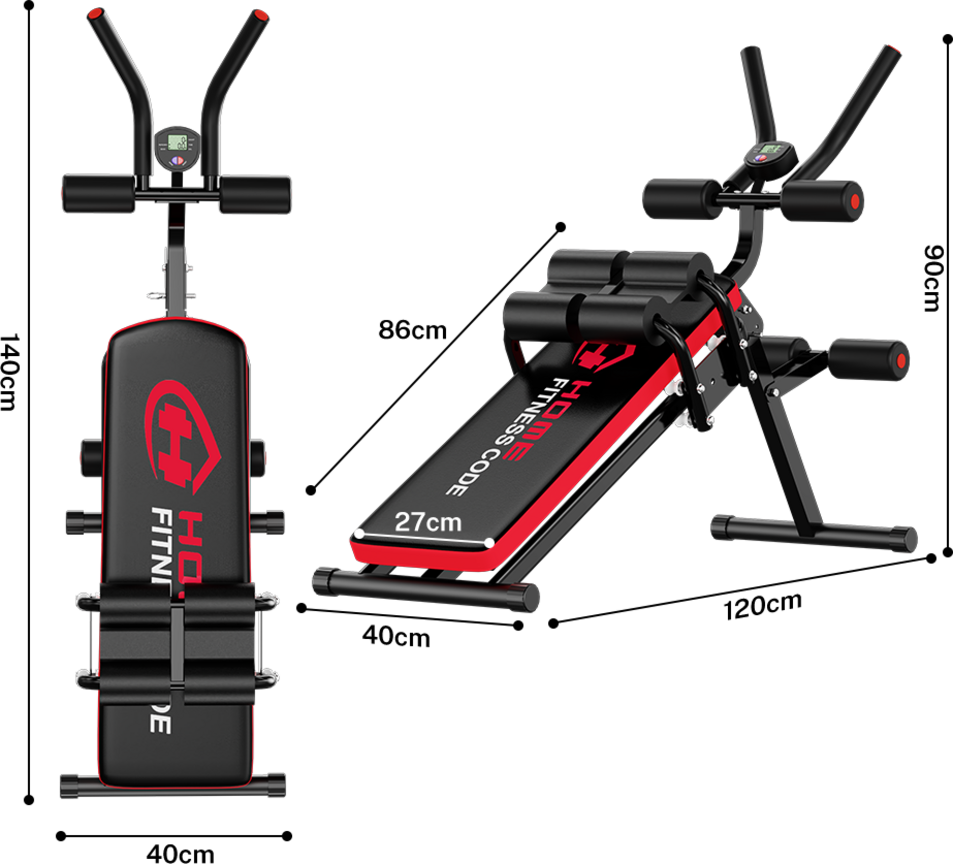 HOMEFITNESSCODE, Foldable Ab Trainer &ndash; Adjustable Sit-up Bench For Home Gym