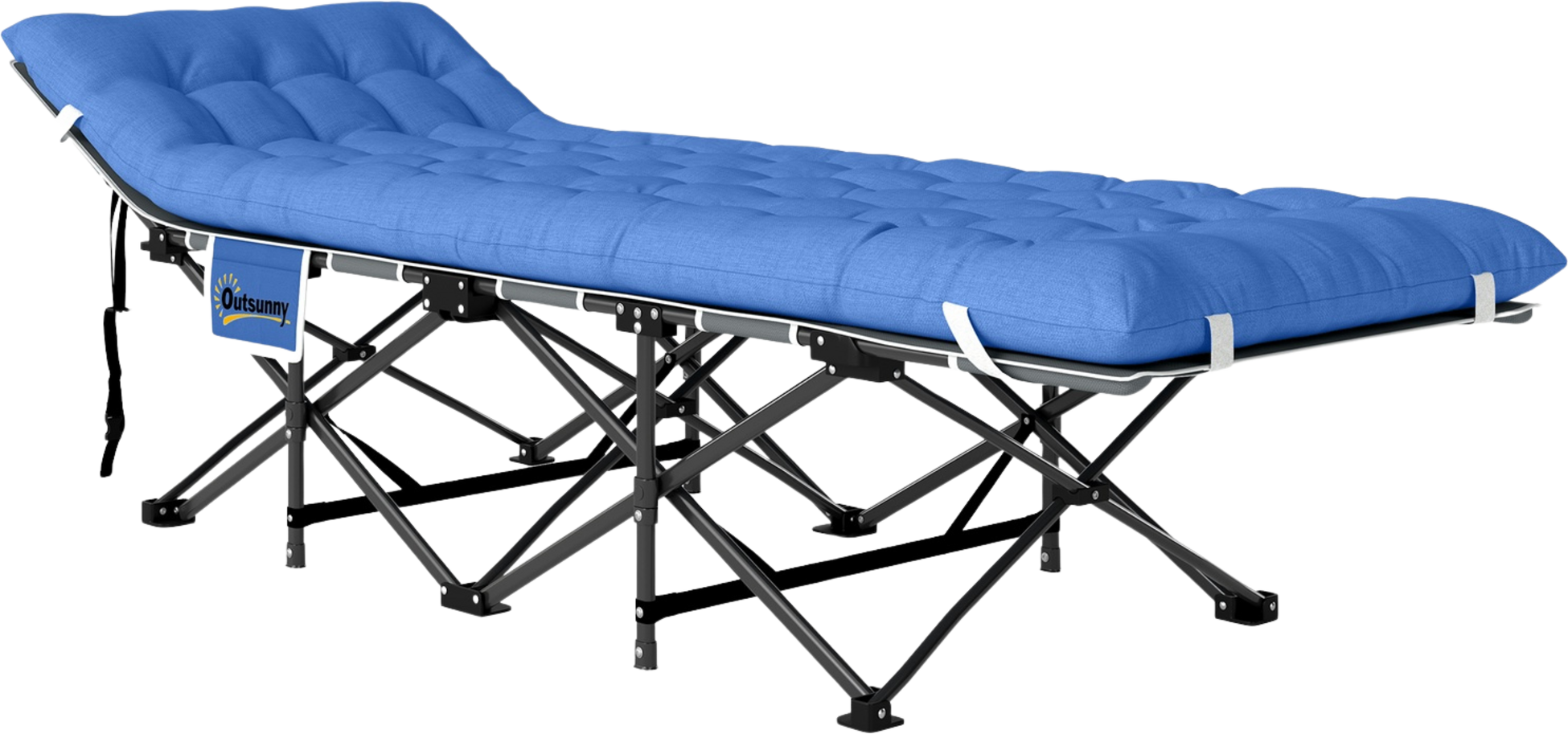 NORTHIX, Foldable Camp Bed, Camping Bed With Mattress, Pillow, Side Pocket, 190 X 65 X 37 Cm, Camping Lounger