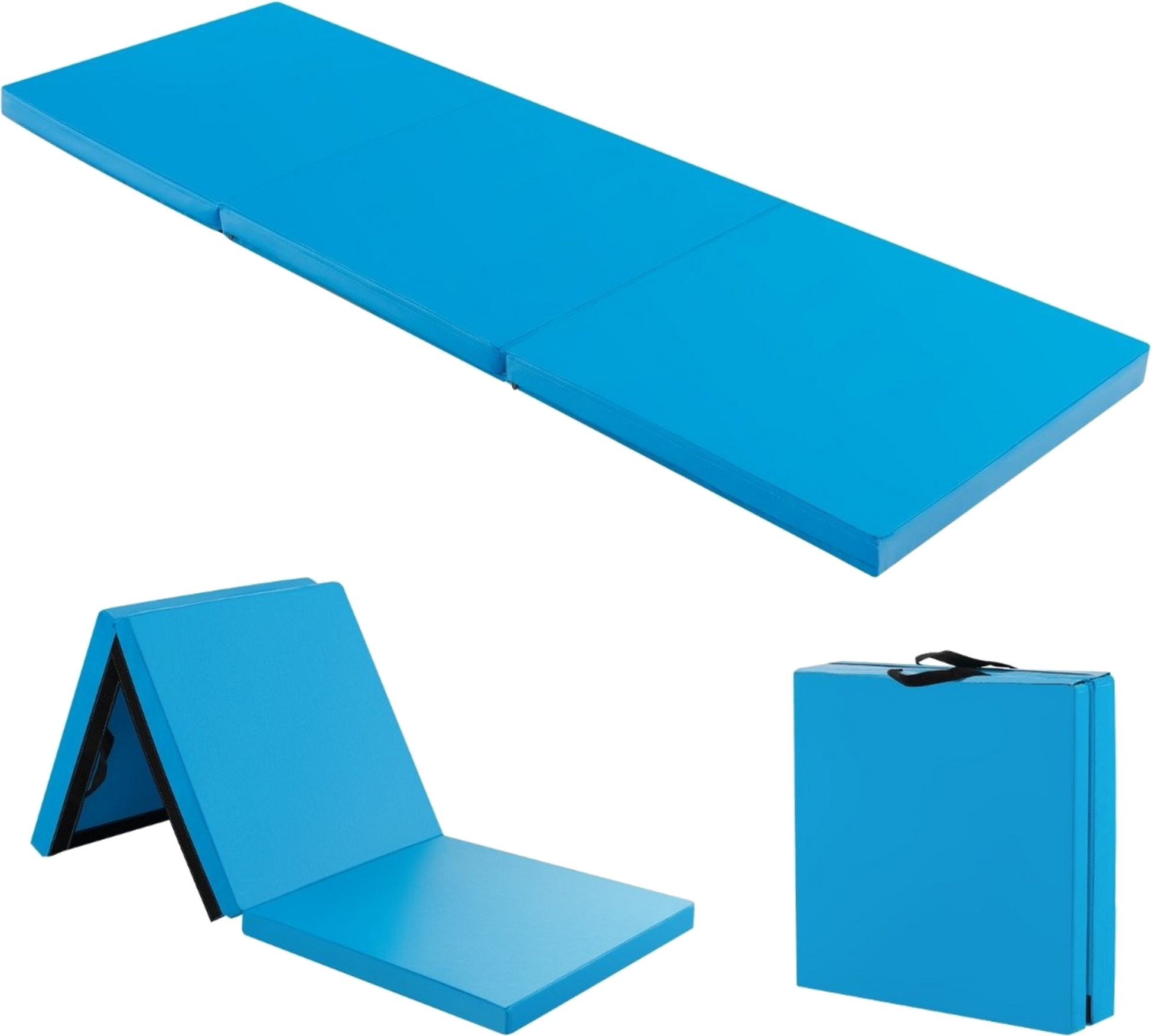 NORTHIX, Foldable Soft Floor Mat With 2 Handles Non-slip Gymnastics Mat 180 X 60 X 5 Cm Blue