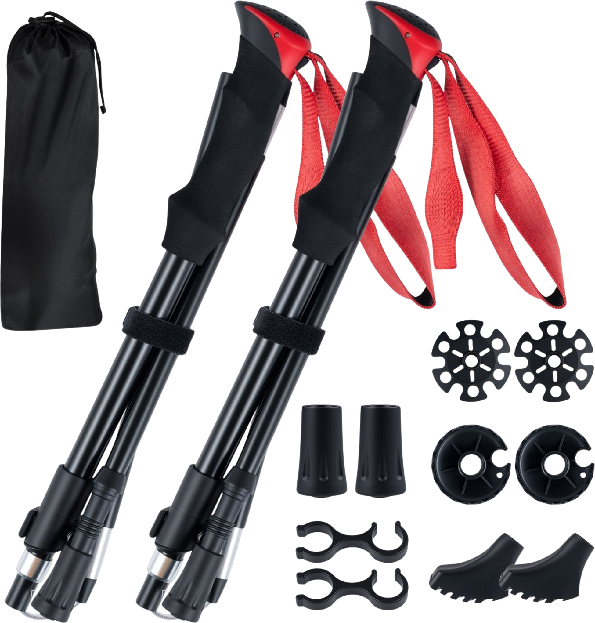 NORTHIX, Foldable Trekking Poles, Quick Lock, 115-130 Cm, Red