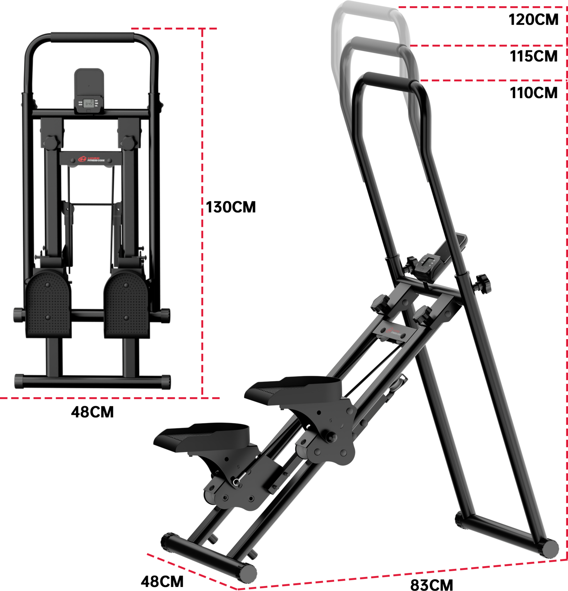 HOMEFITNESSCODE, Foldable Vertical Stair Stepper With Handlebars For Home Workout