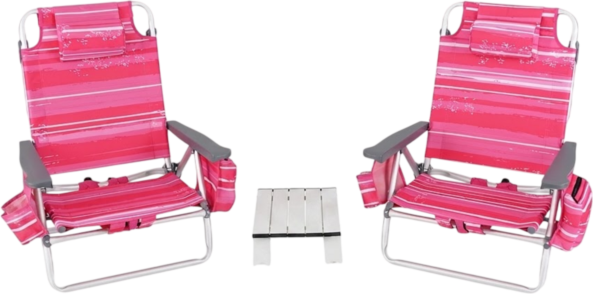 NORTHIX, Folding Beach Chair Set, 2 Chairs, Table, 5-position Backrest