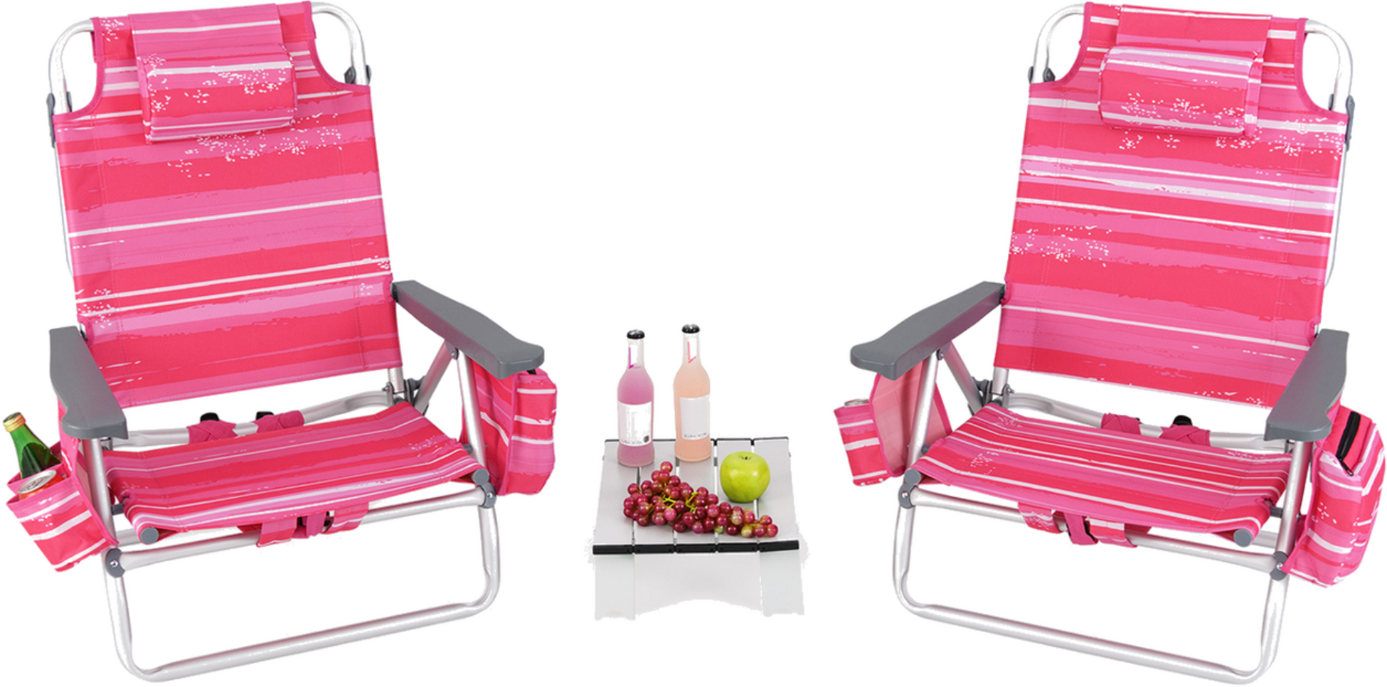 NORTHIX, Folding Beach Chair Set, 2 Chairs, Table, 5-position Backrest