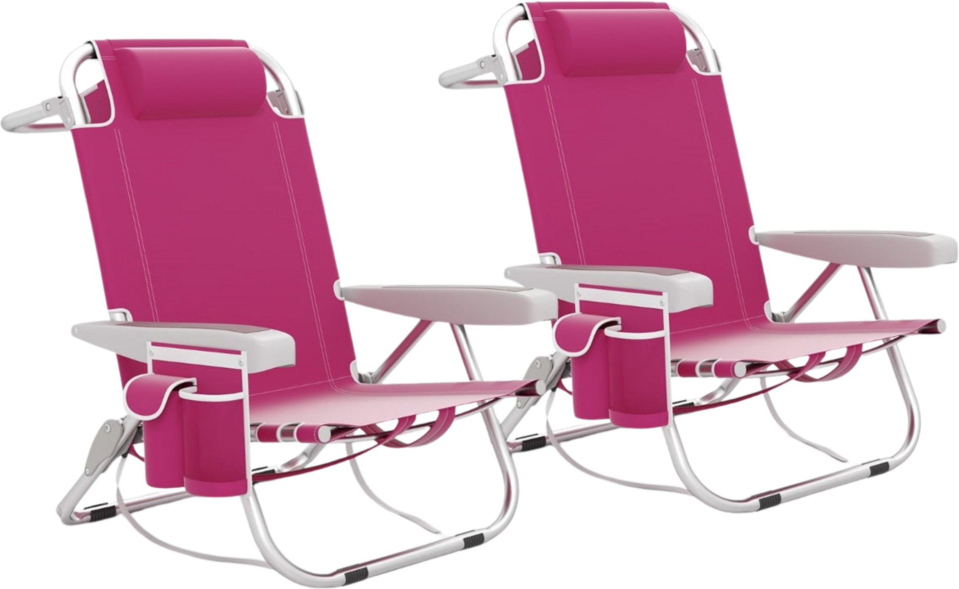 NORTHIX, Folding Beach Chair Set, Adjustable Backrest, Pink