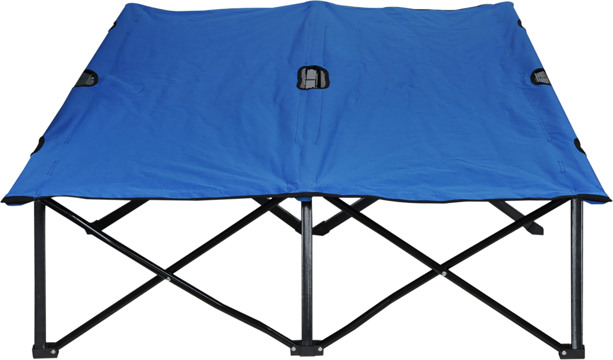 NORTHIX, Folding Camping Bed For 2 People, Camp Bed With Carry Bag, Up To 136 Kg, Steel Oxford, Blue + Black,