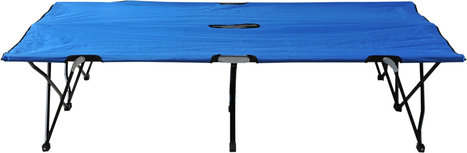 NORTHIX, Folding Camping Bed For 2 People, Camp Bed With Carry Bag, Up To 136 Kg, Steel Oxford, Blue + Black,