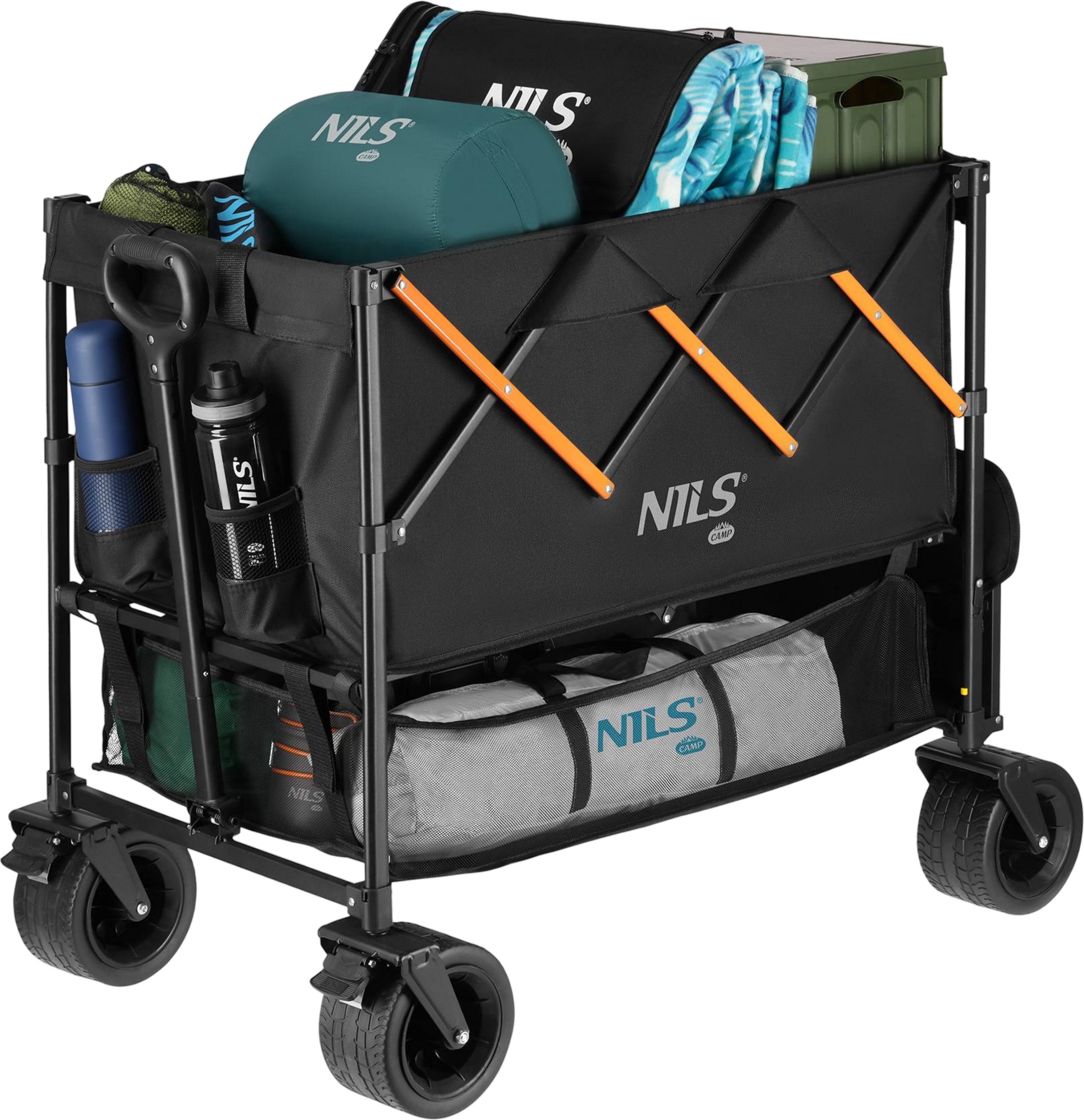 NORTHIX, Folding Camping Cart, 160l Capacity, Black-orange