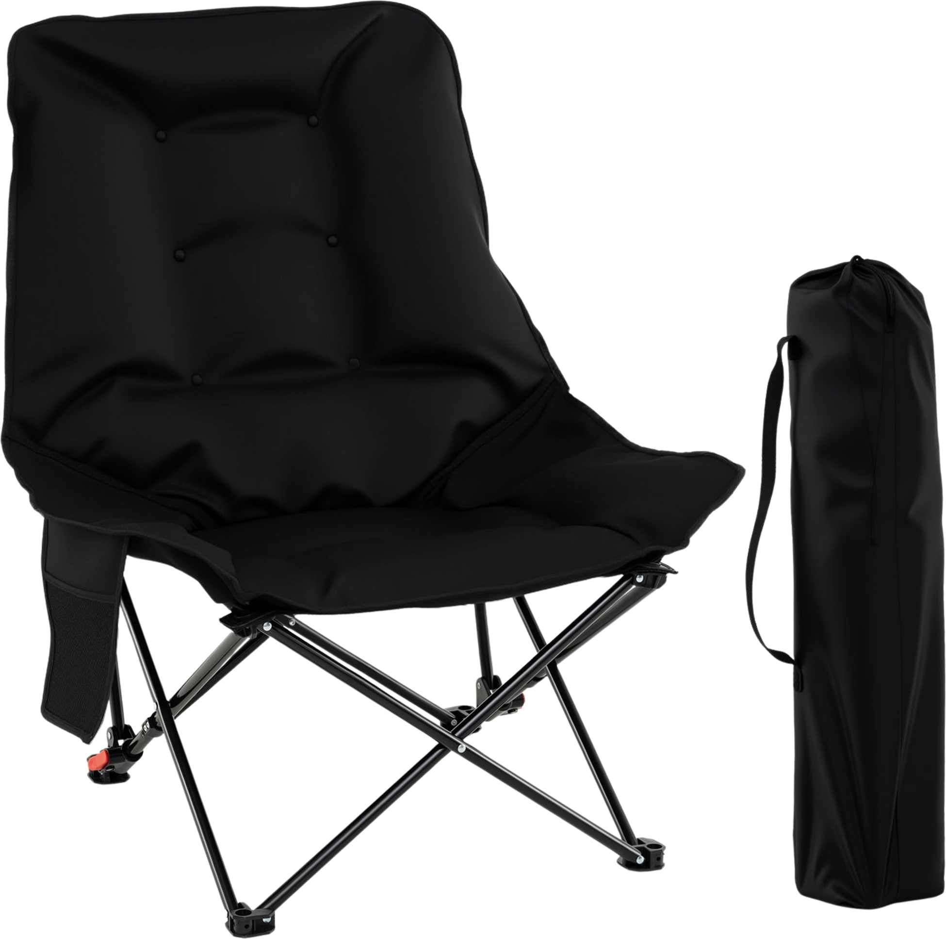 NORTHIX, Folding Camping Chair, Adjustable Backrest, Side Pocket